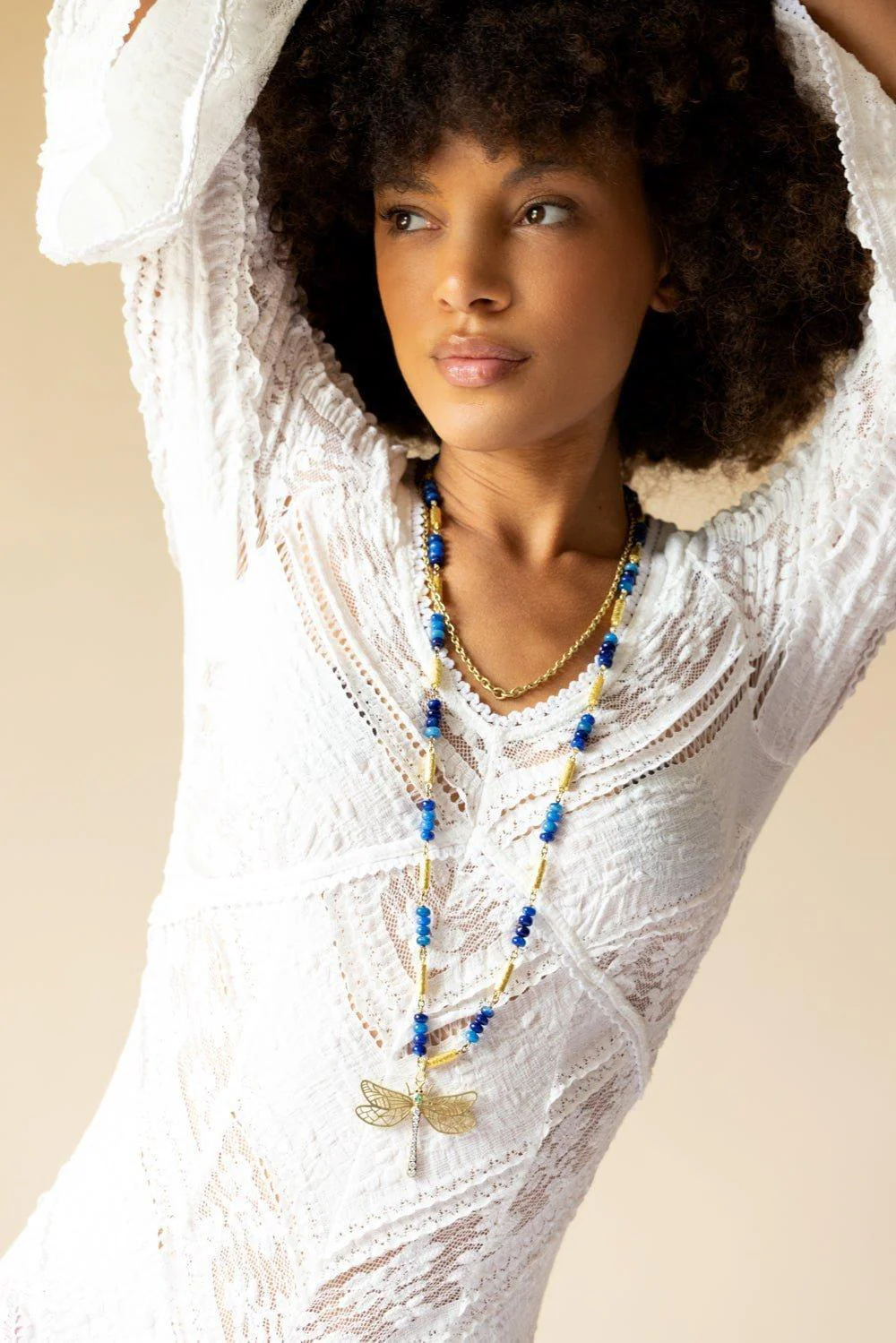 Afganite Beads Bullet Chain Necklace - Image 4