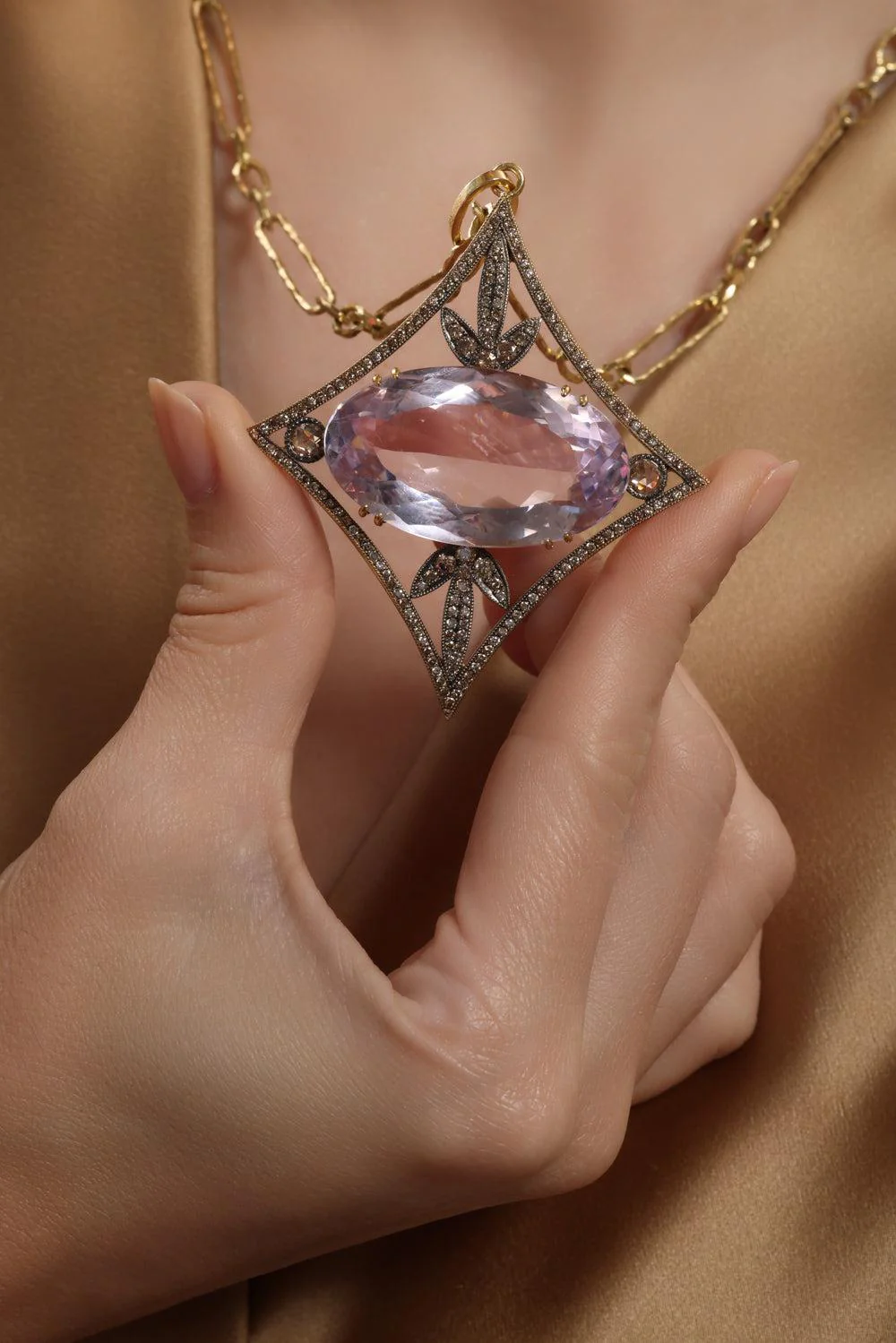 Amethyst Champagne Diamond Pendant - Image 3