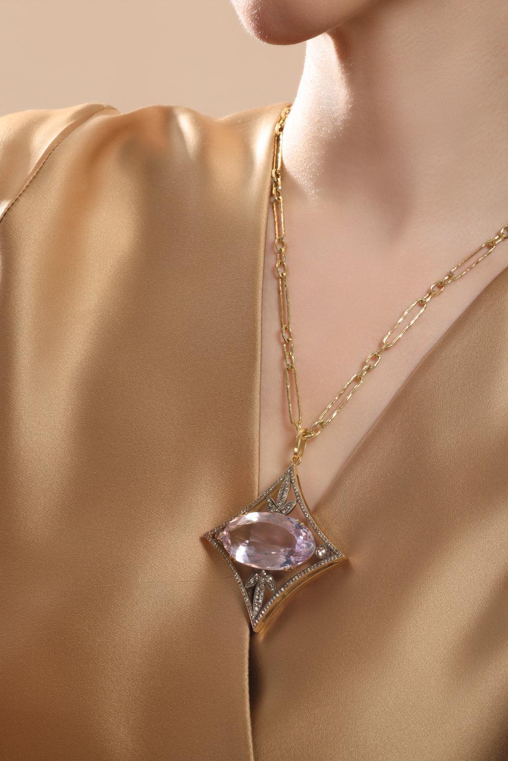 Amethyst Champagne Diamond Pendant - Image 4