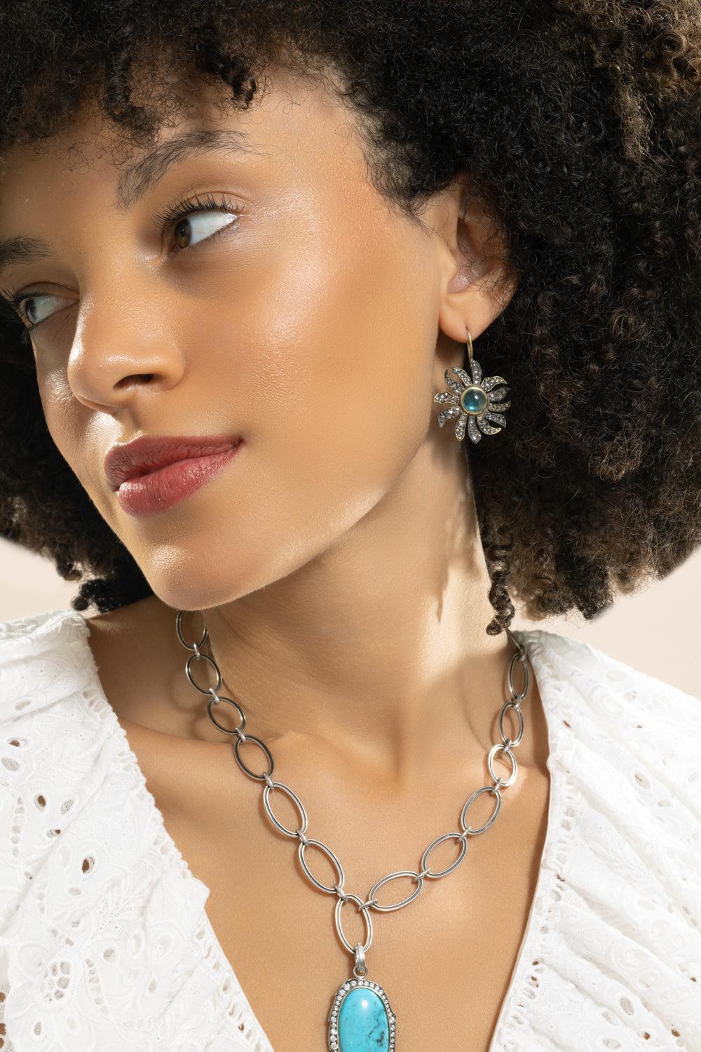 Apatite Floral Earrings - Image 2