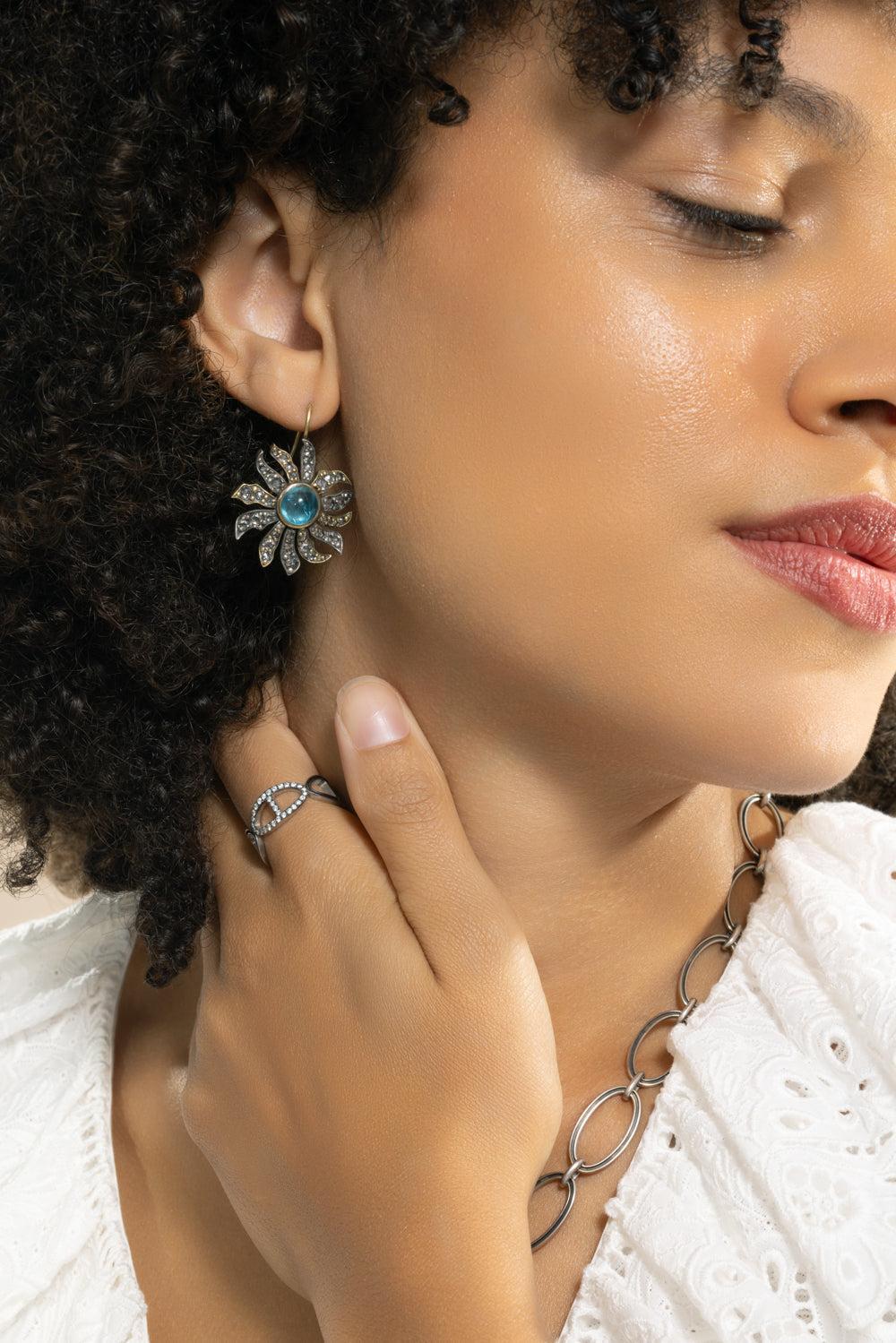 Apatite Floral Earrings - Image 3