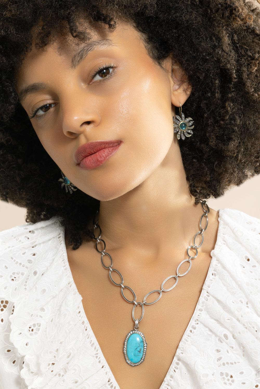 Apatite Floral Earrings - Image 4