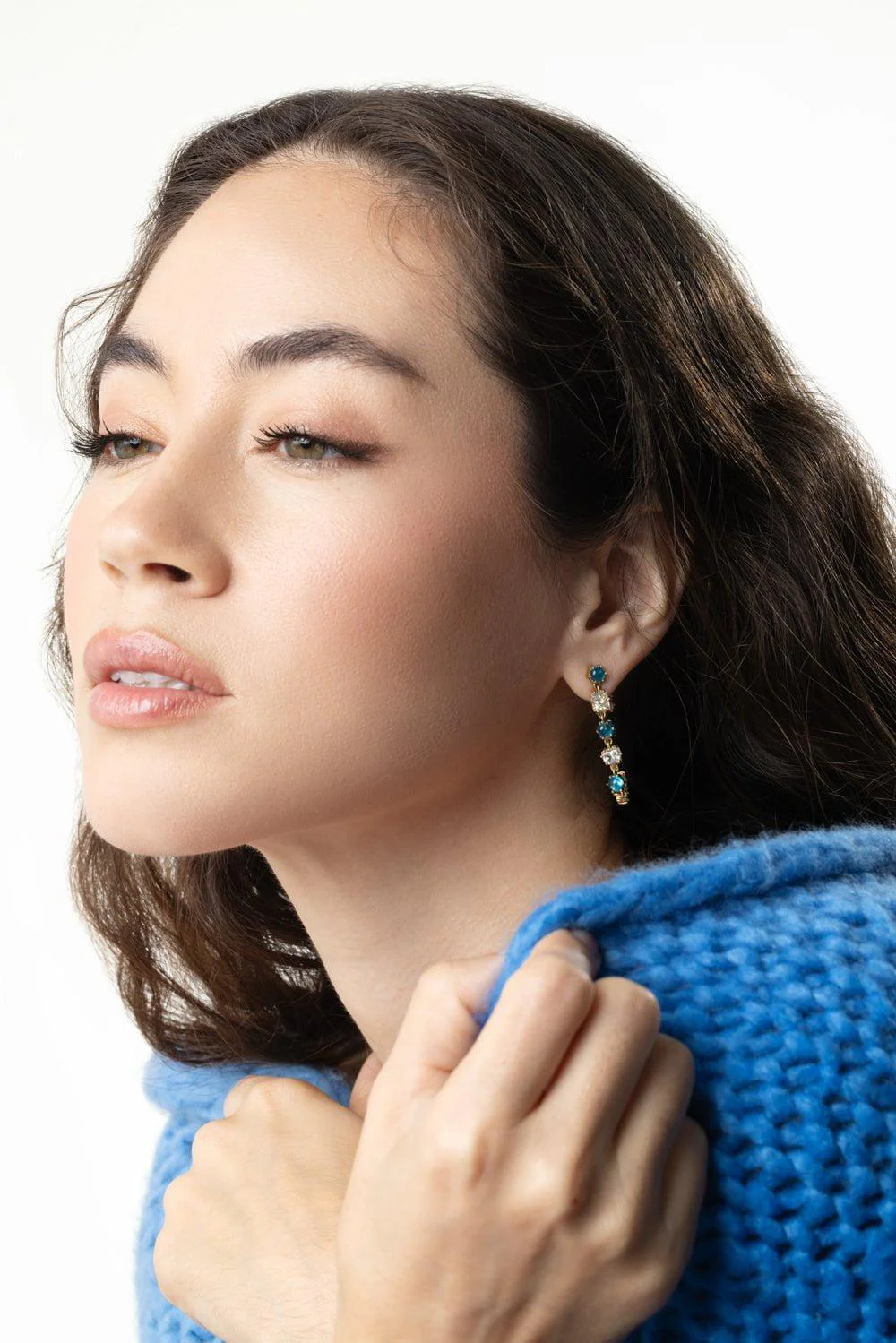 Apatite Mixed Shape Diamond Drop Earrings - Image 2