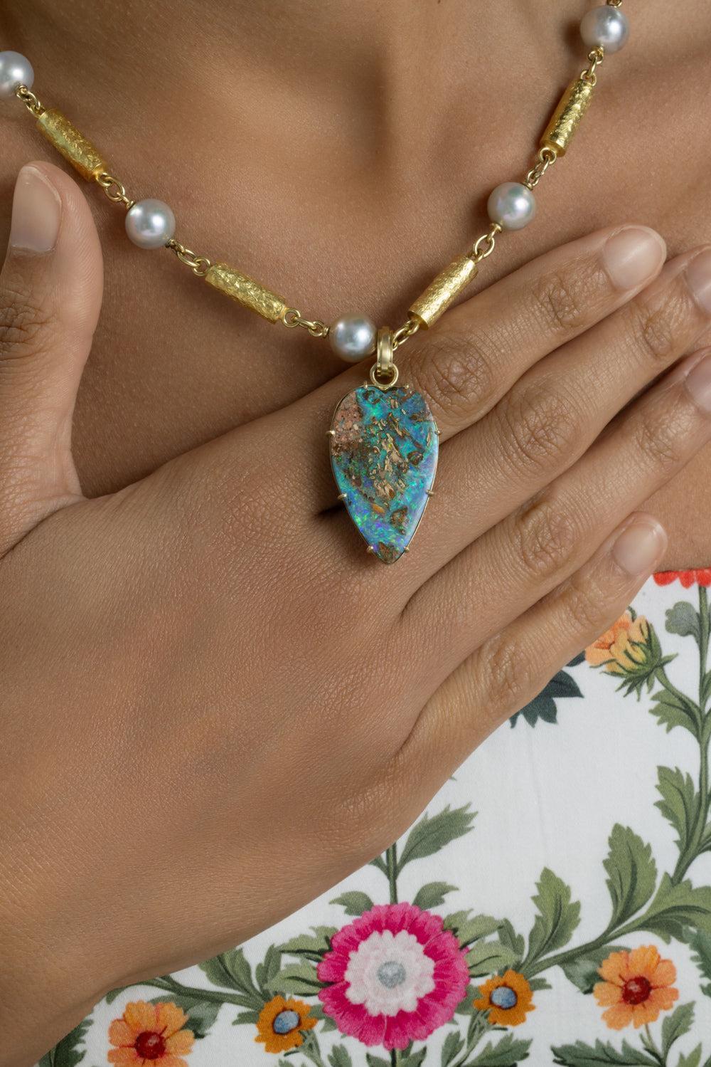 Australian Opal Heart Pendant Pendant - Image 3