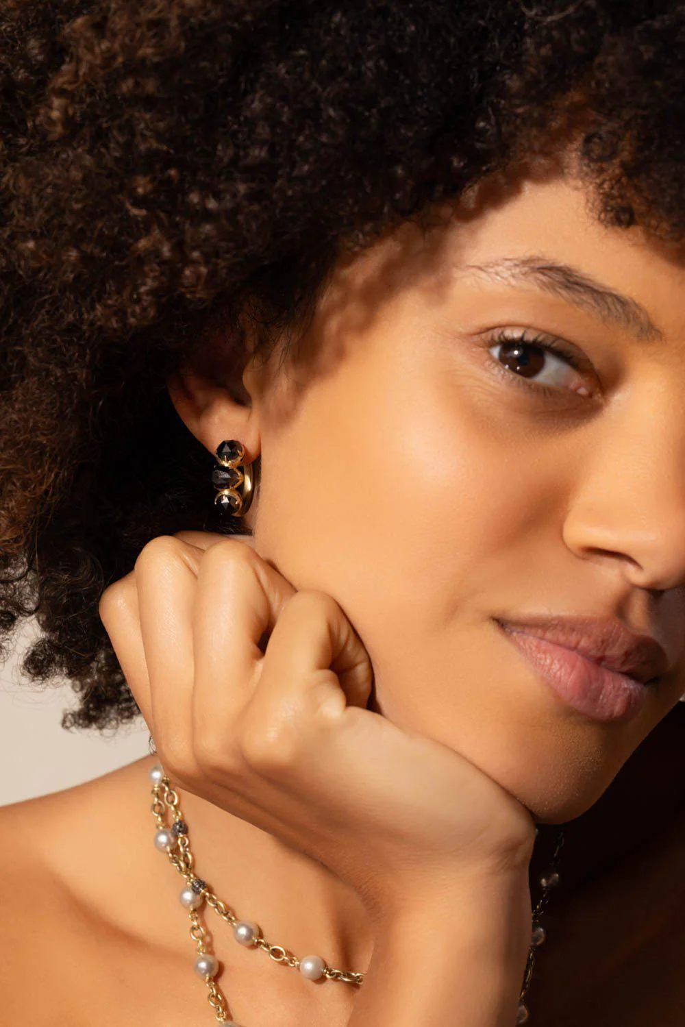 Black Diamond Hoop Earrings - Image 3
