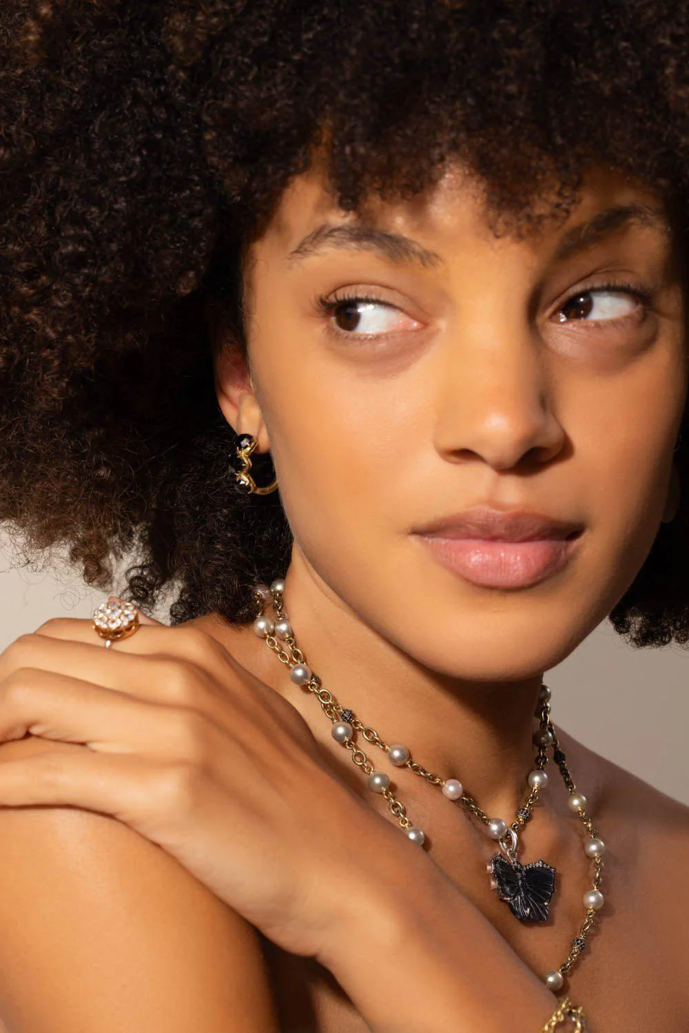 Black Diamond Hoop Earrings - Image 2