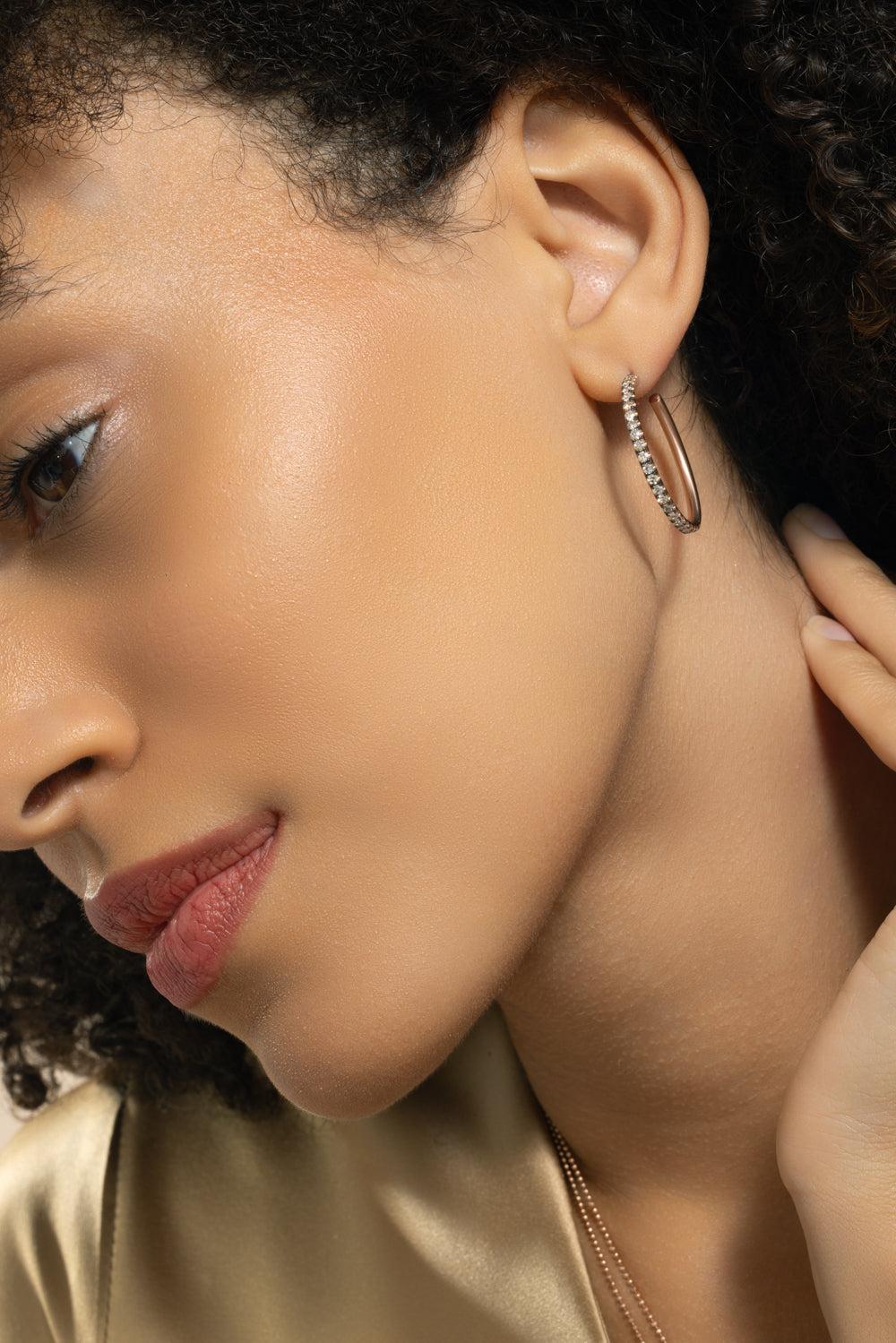 Diamond Hoop Earrings - Image 3