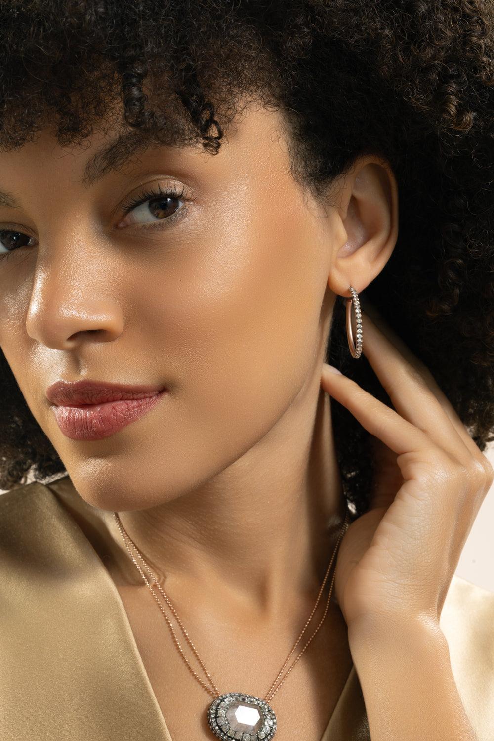 Diamond Hoop Earrings - Image 4