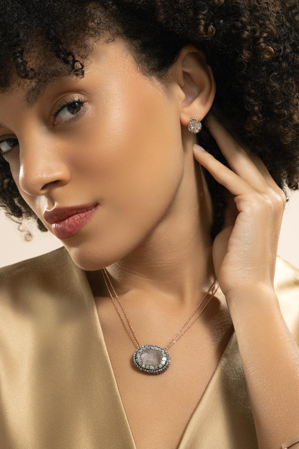 Diamond Mismatch Stud Earrings - Image 3