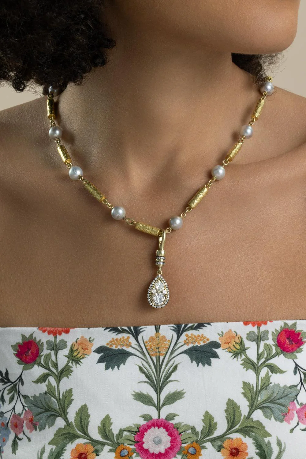 Diamond Old Europen Pear Pendant - Image 4
