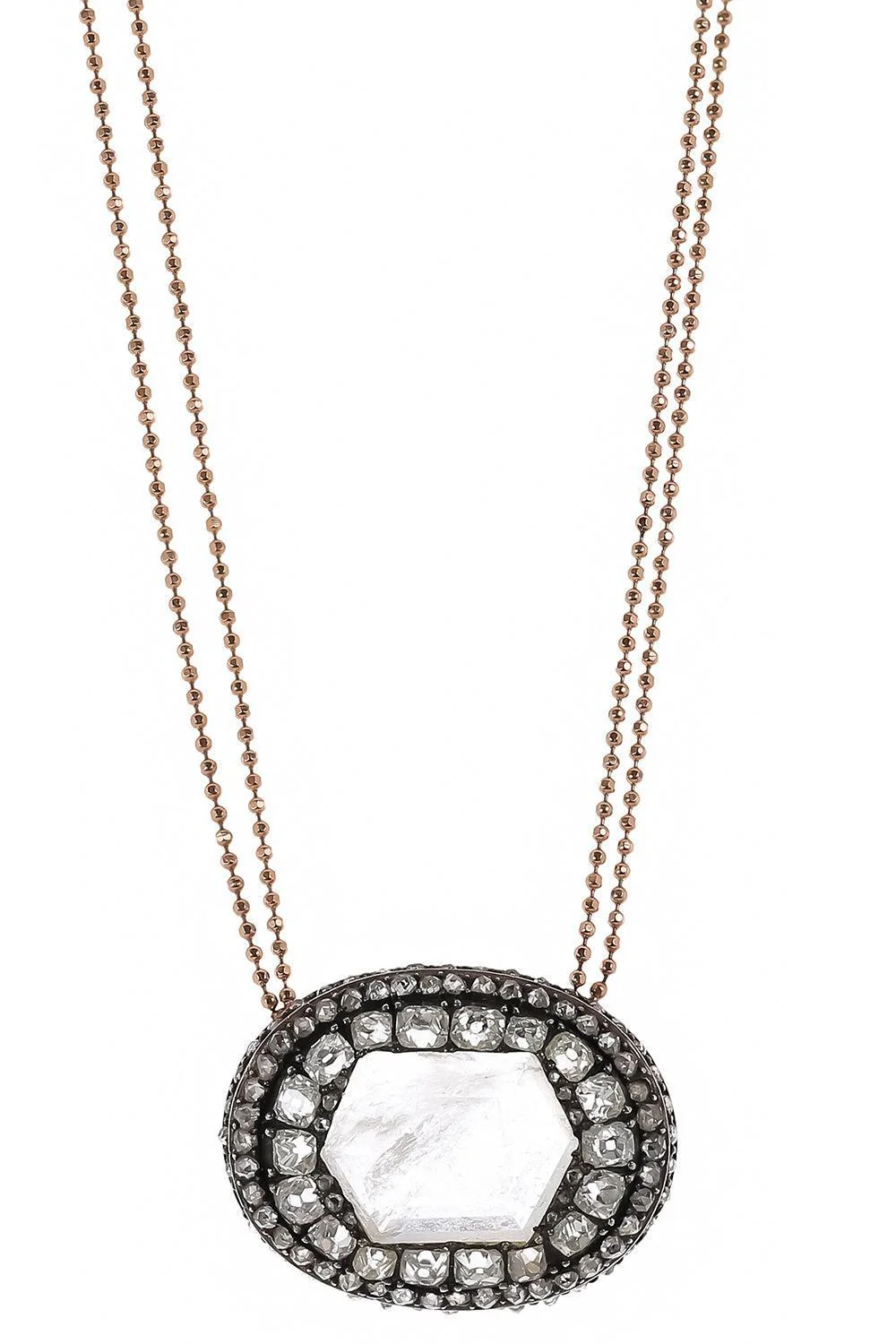 Diamond Quartz Pendant Necklace