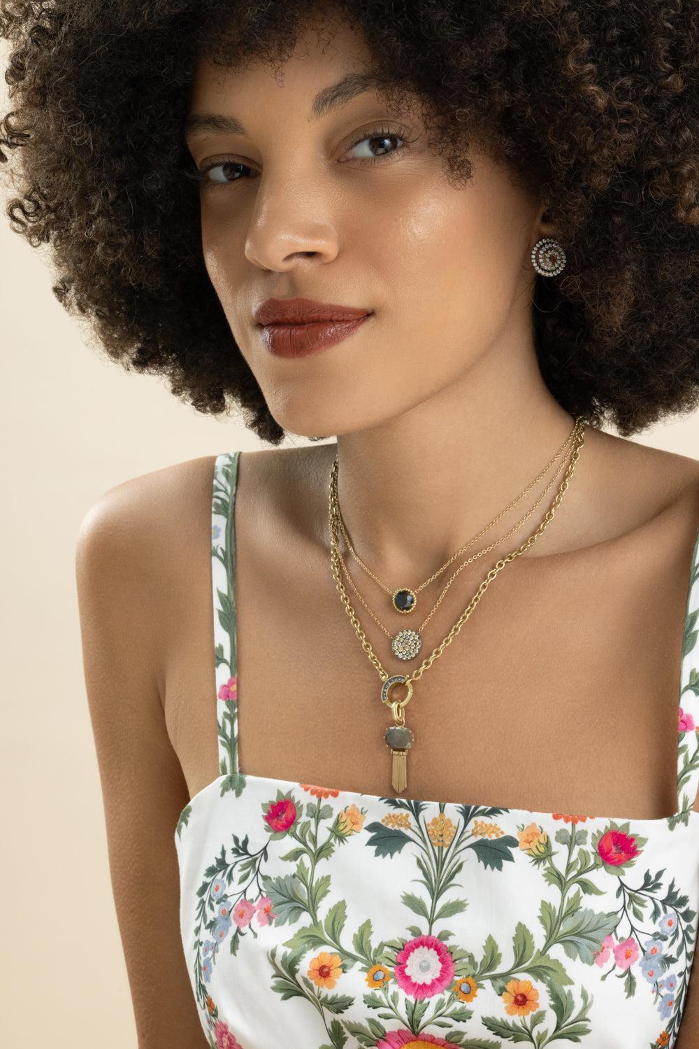 Diamond Rose Cut Moon Chain Necklace - Image 2