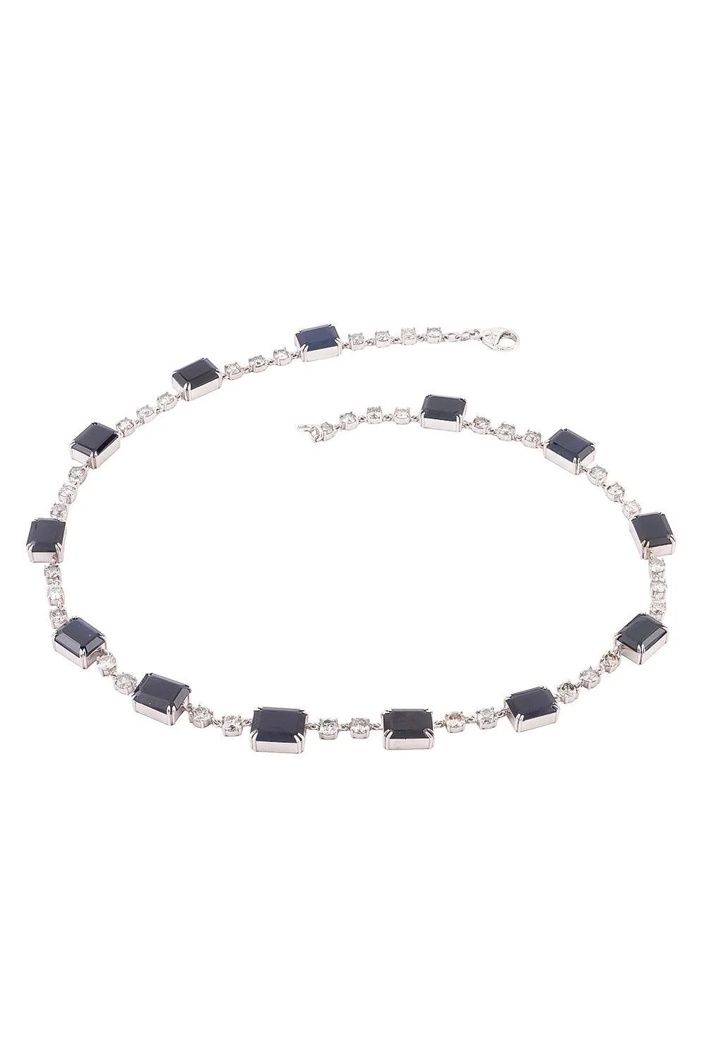 Diamond Sapphire Ethiopian Riviera Necklace