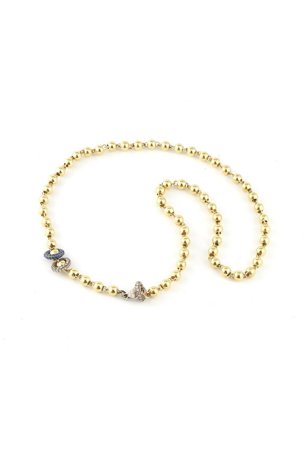 Diamond Sapphire Rondelle Bead Necklace