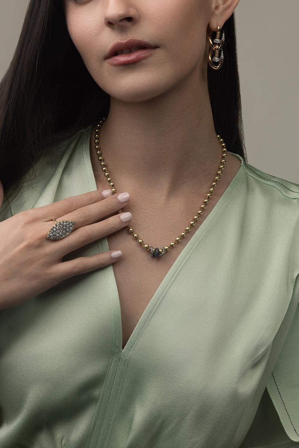 Diamond Sapphire Rondelle Bead Necklace - Image 3
