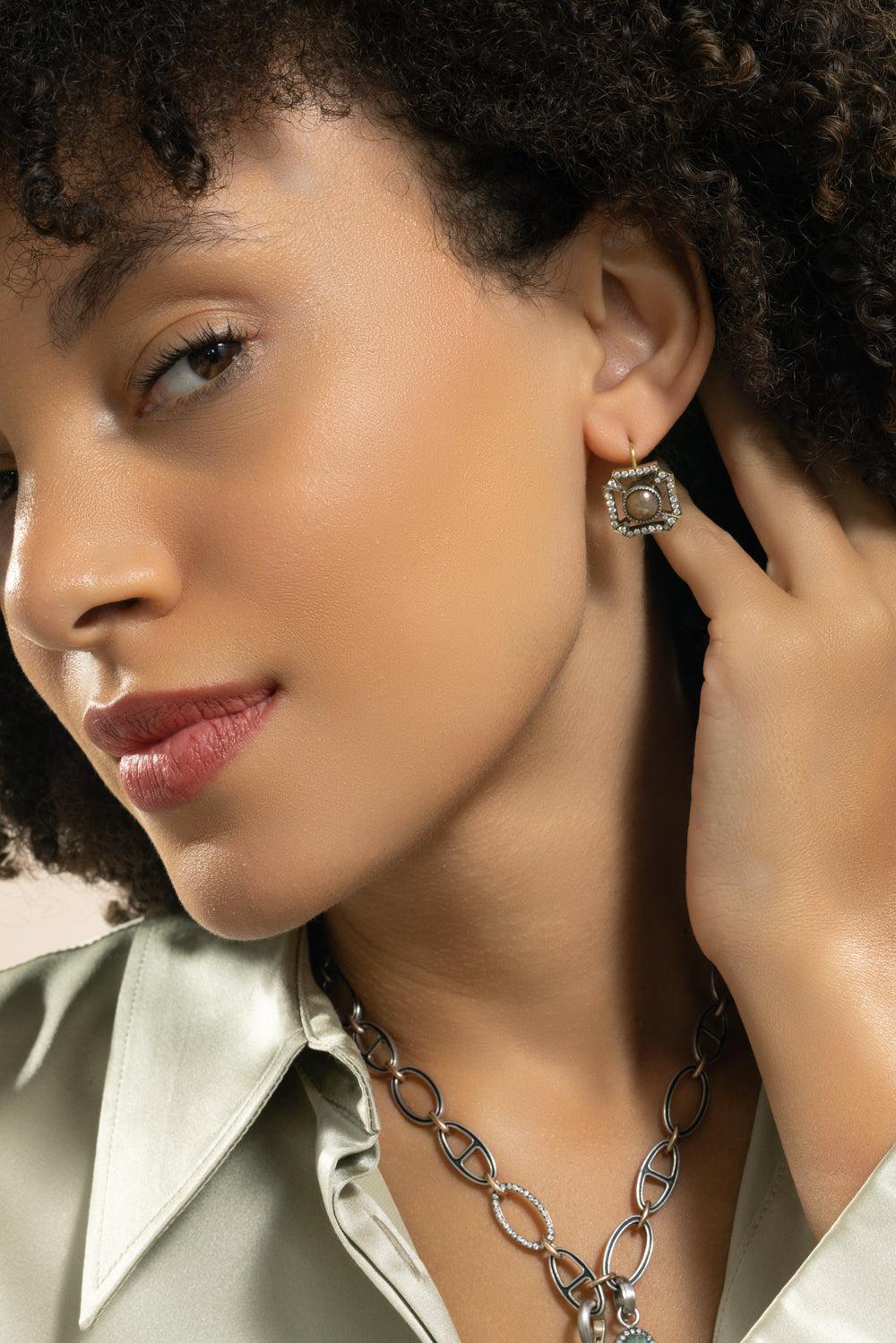 Diamond Shield Earrings - Image 2