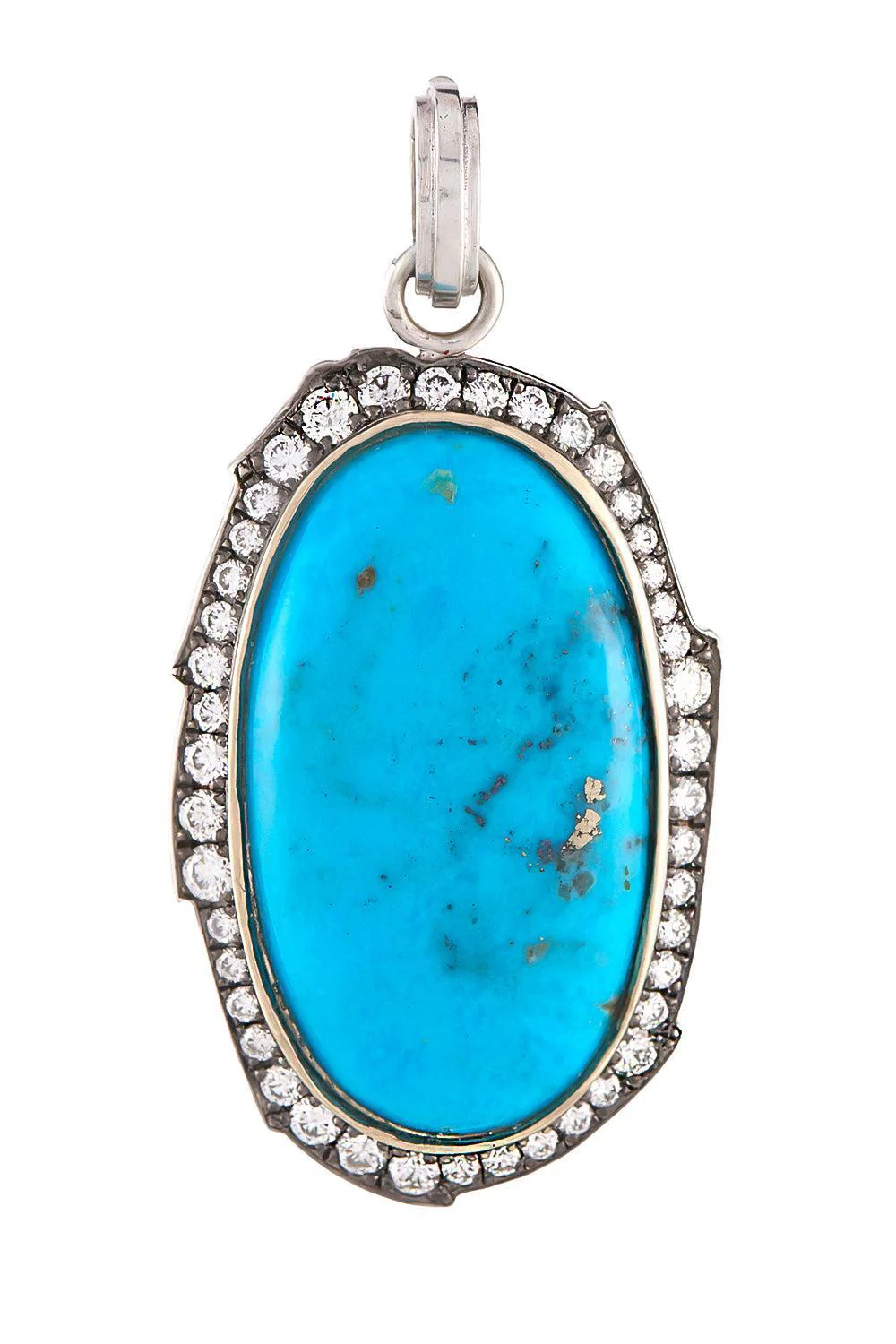 Diamond Turquoise Oval Pendant