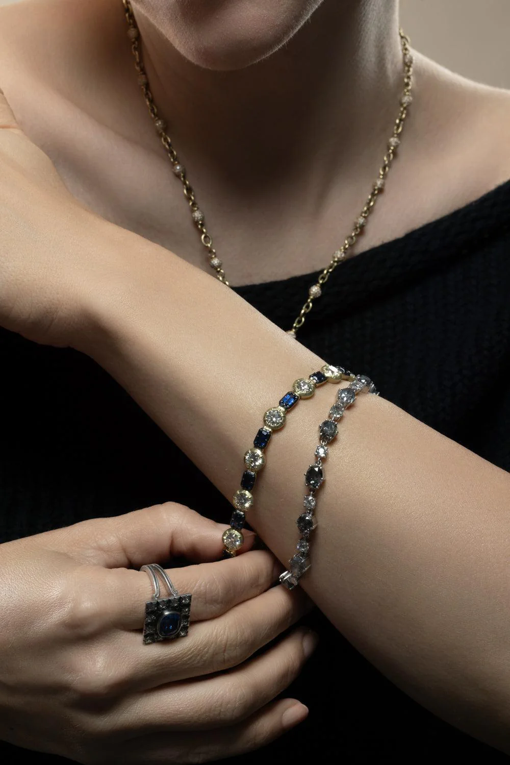 Emerald Diamond Mixed Shape Zamian Bracelet - Image 4