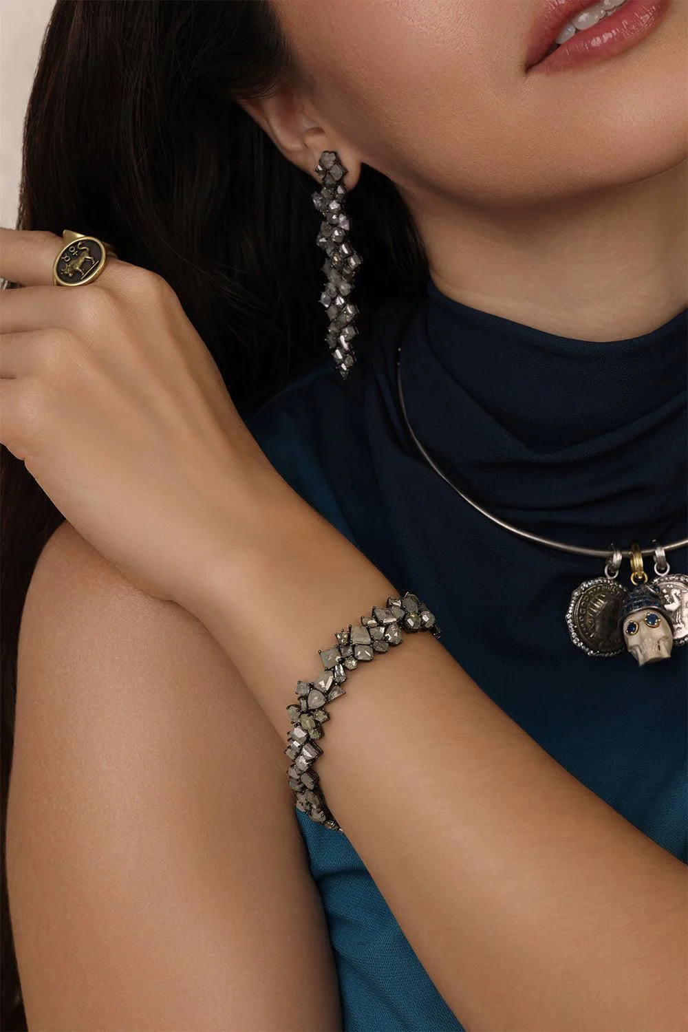 Grey Mixed Shape Diamond Bracelet - Image 4