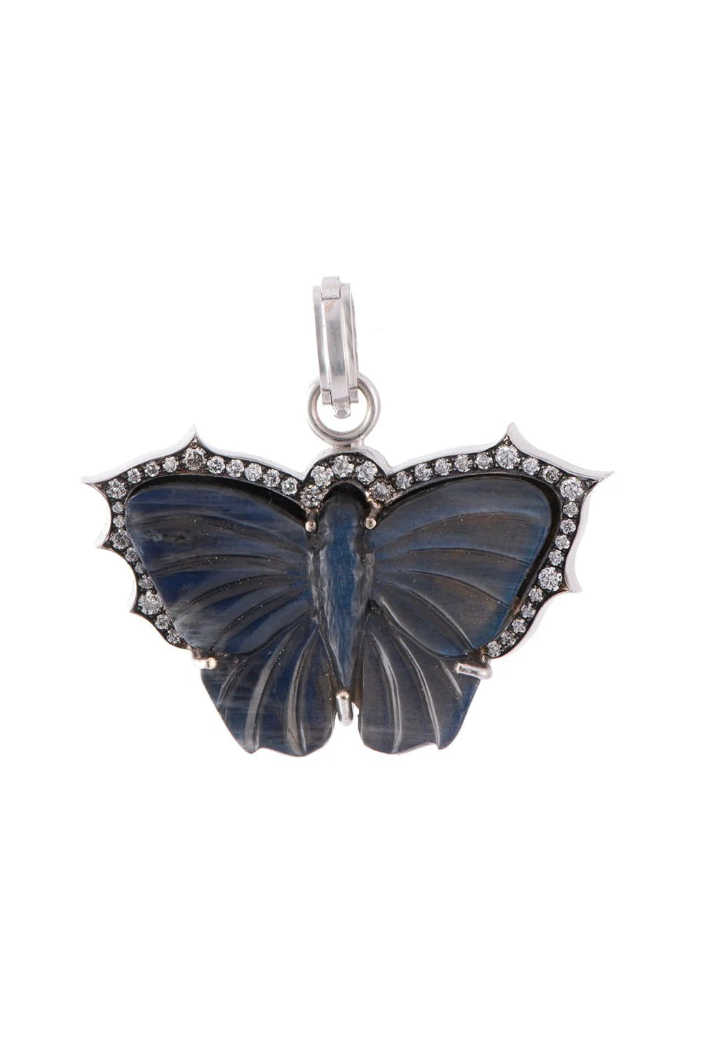 Large Spectrolite Butterfly Pendant - White Gold