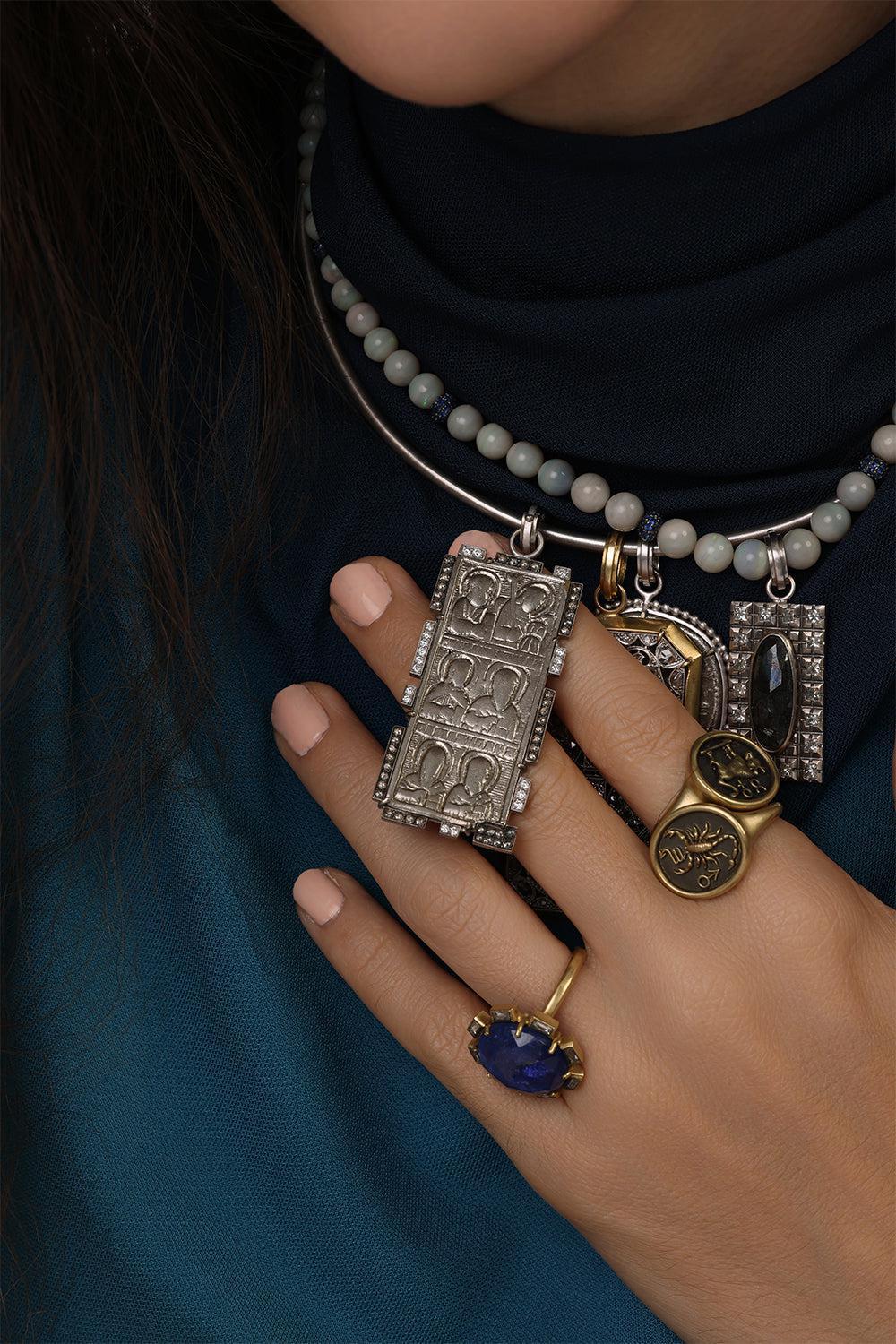 Long Icon Grey Diamond Pendant - Image 2