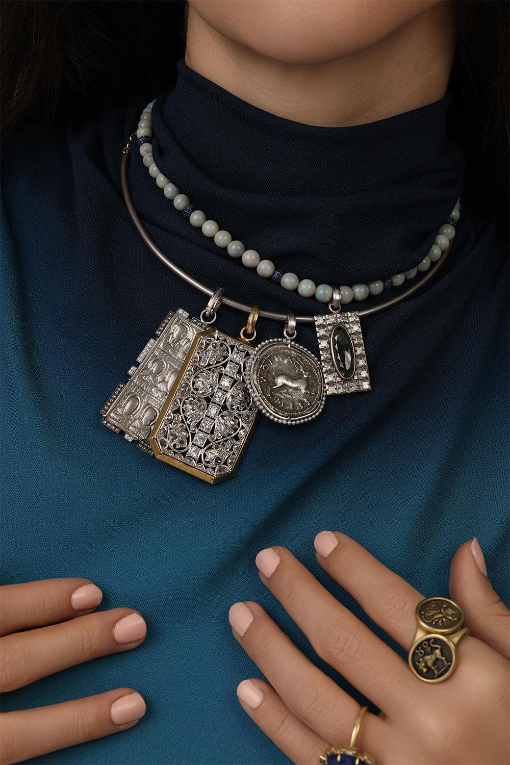 Long Icon Grey Diamond Pendant - Image 3