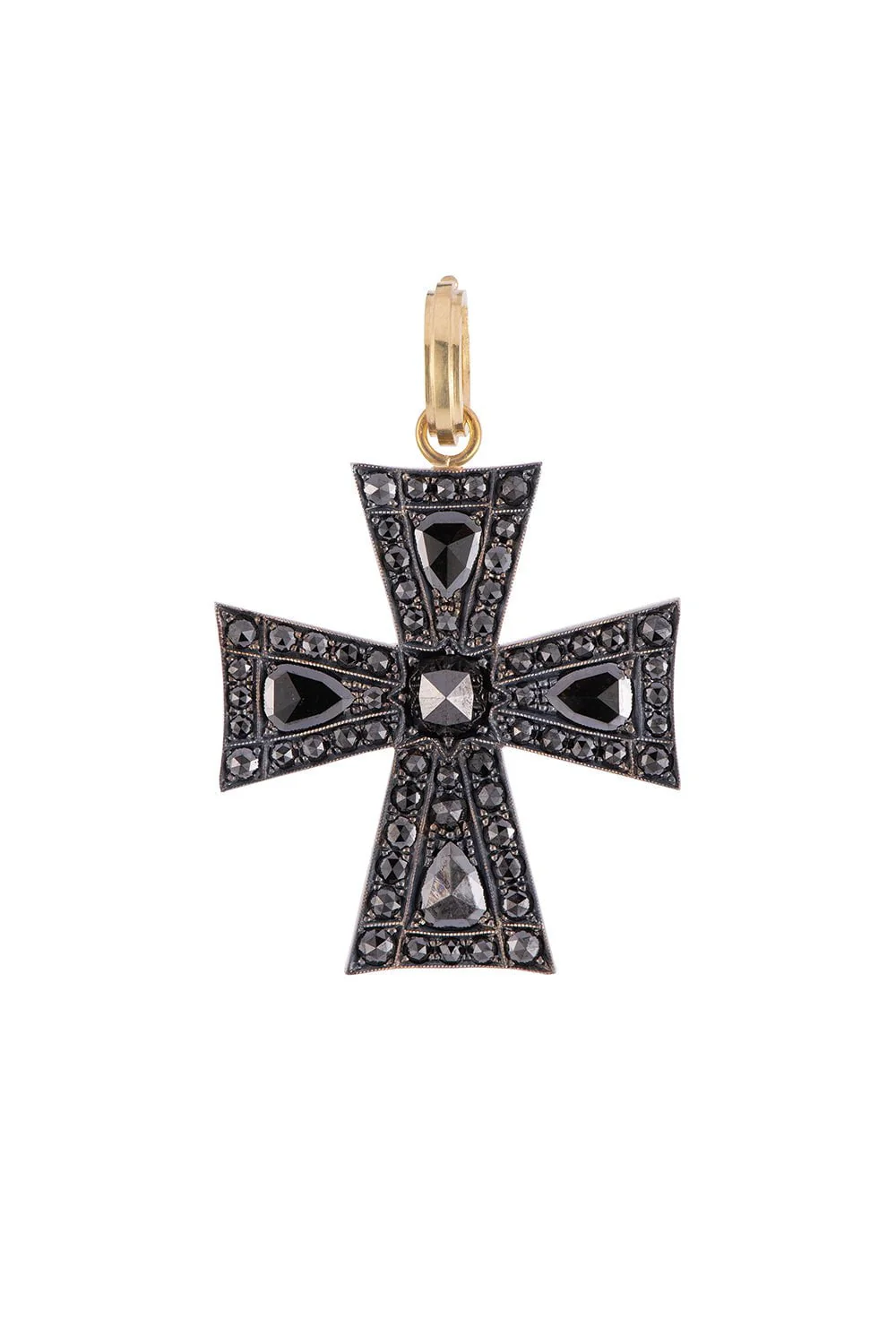 Maltese Cross Black Diamond Pendant