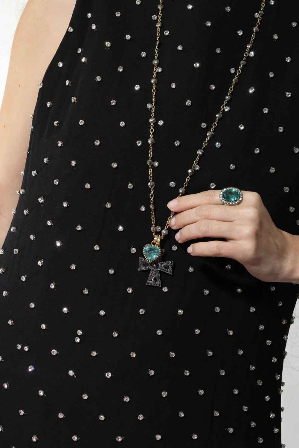 Maltese Cross Black Diamond Pendant - Image 3