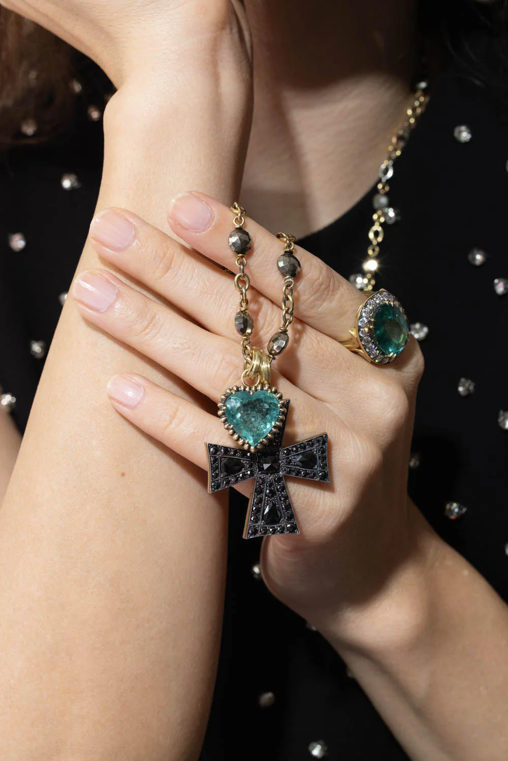 Maltese Cross Black Diamond Pendant - Image 4