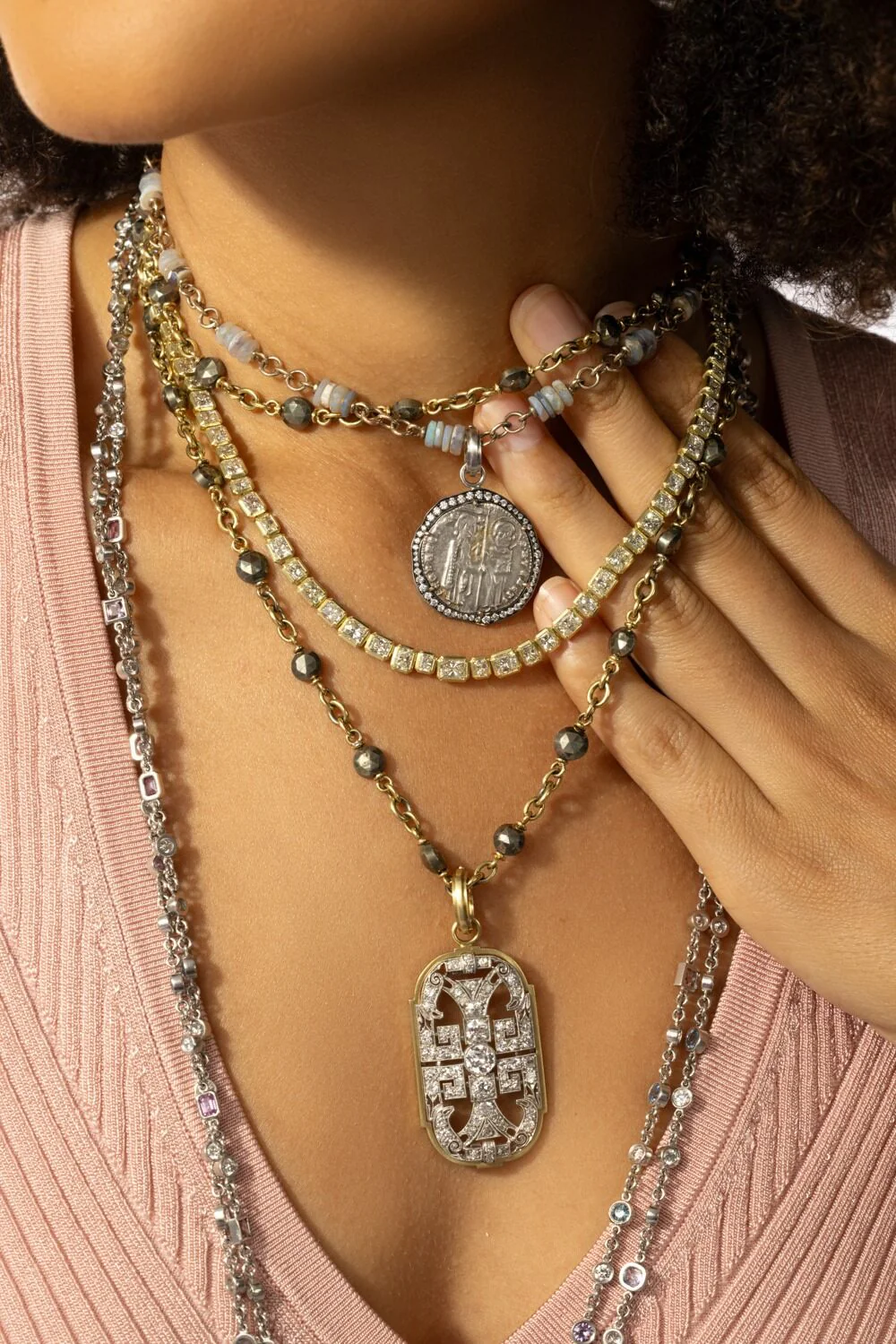Mixed Shape Diamond Necklace - Image 2
