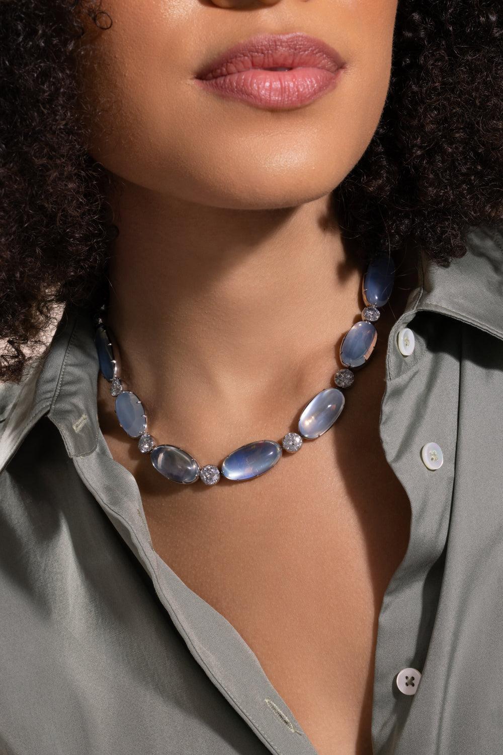 Moonstone Grey Diamond Riviera Necklace - Image 2