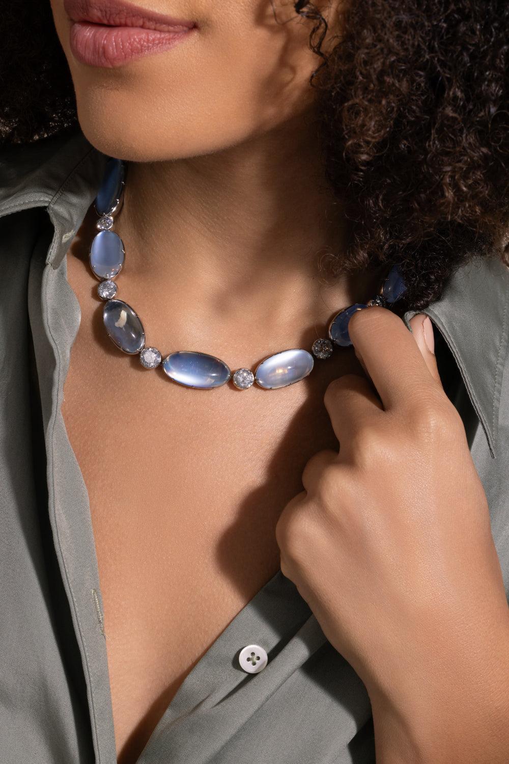 Moonstone Grey Diamond Riviera Necklace - Image 3