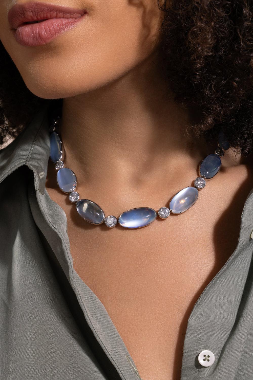 Moonstone Grey Diamond Riviera Necklace - Image 4