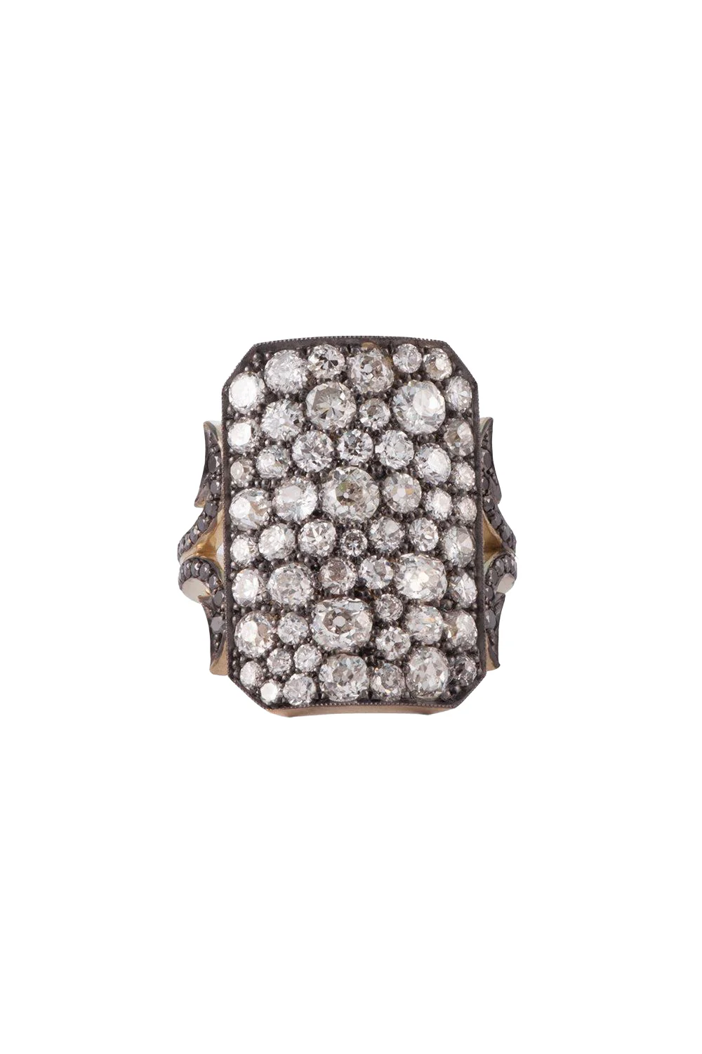 Old Euro Black Diamond Ten Table Ring