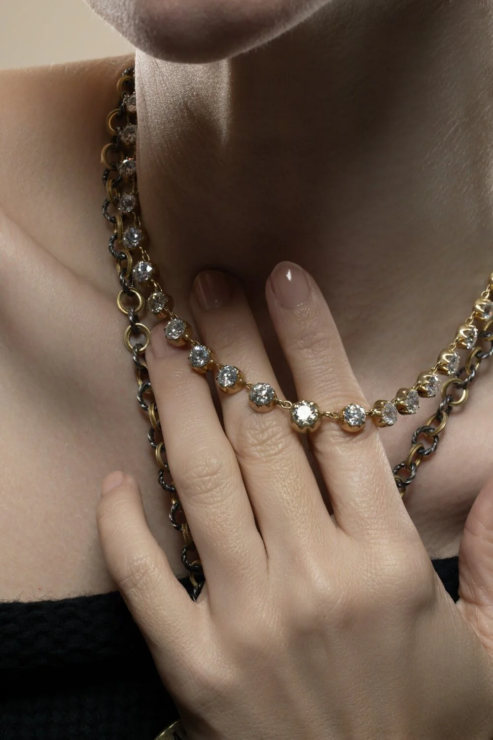 Old European Diamond Riviera Necklace - Image 3