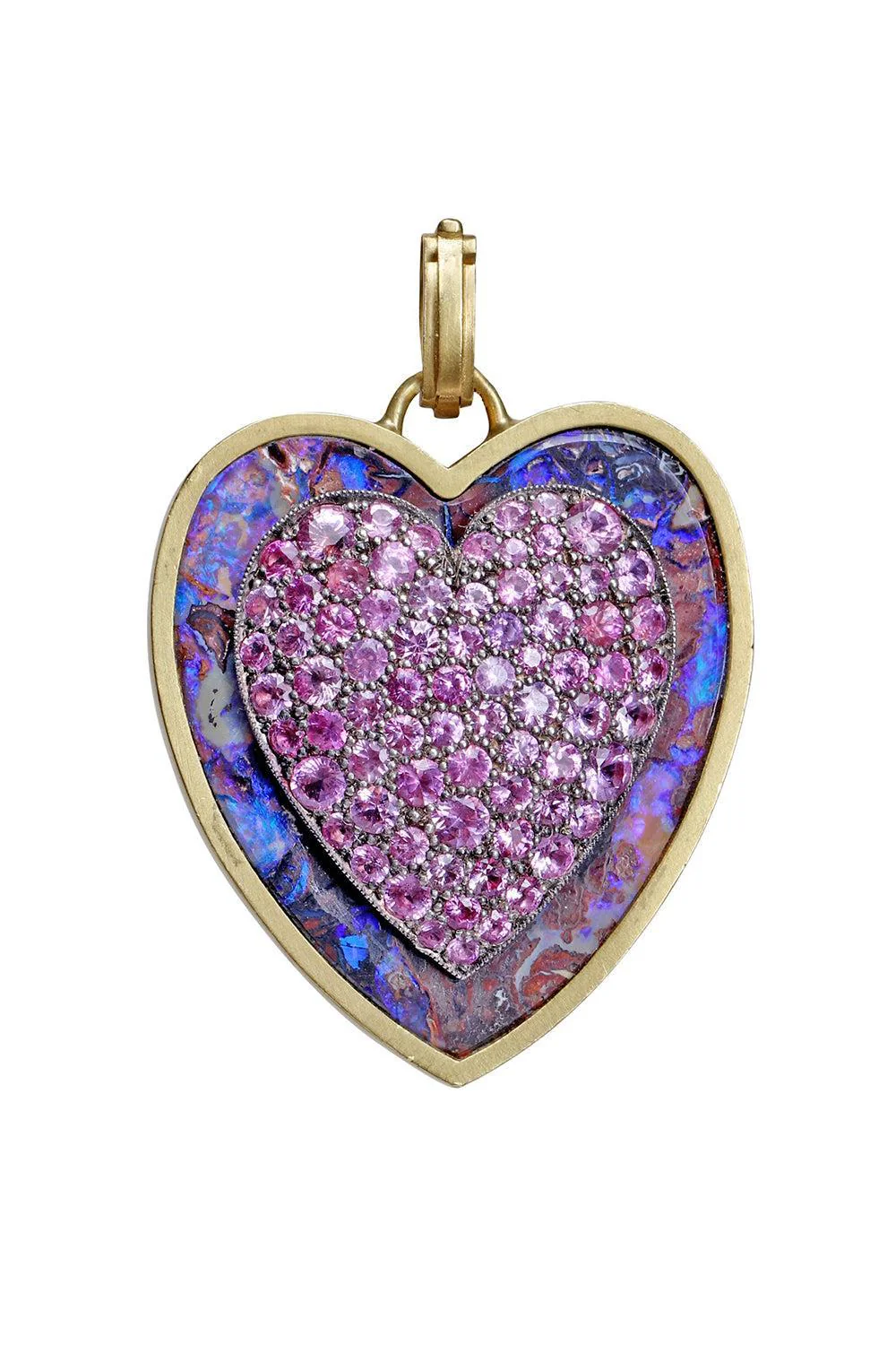 Opal Pink Sapphire Heart Pendant