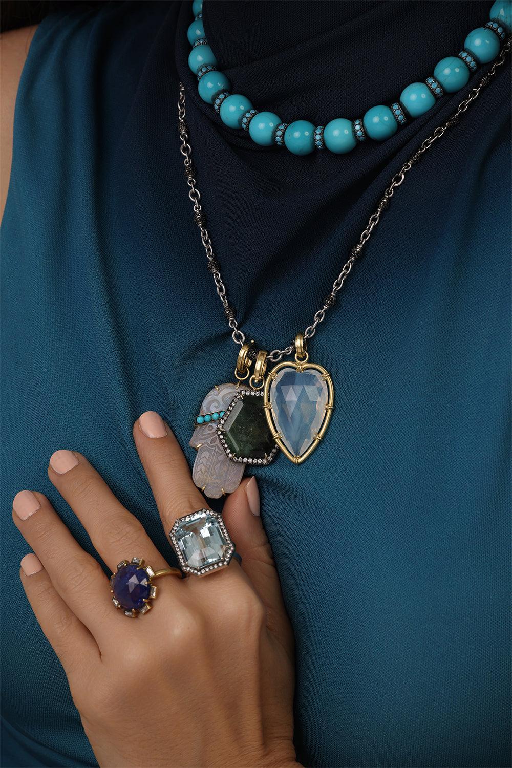 Opal Turquoise Hamsa Pendant - Image 3