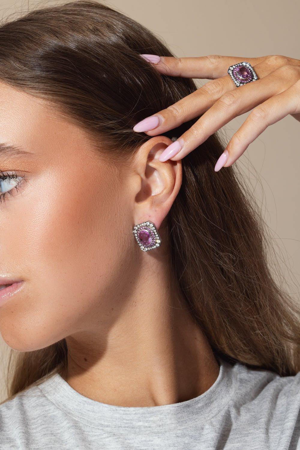 Pink Sapphire Renee Earrings - Image 3