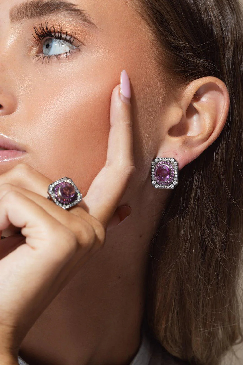 Pink Sapphire Renee Earrings - Image 4