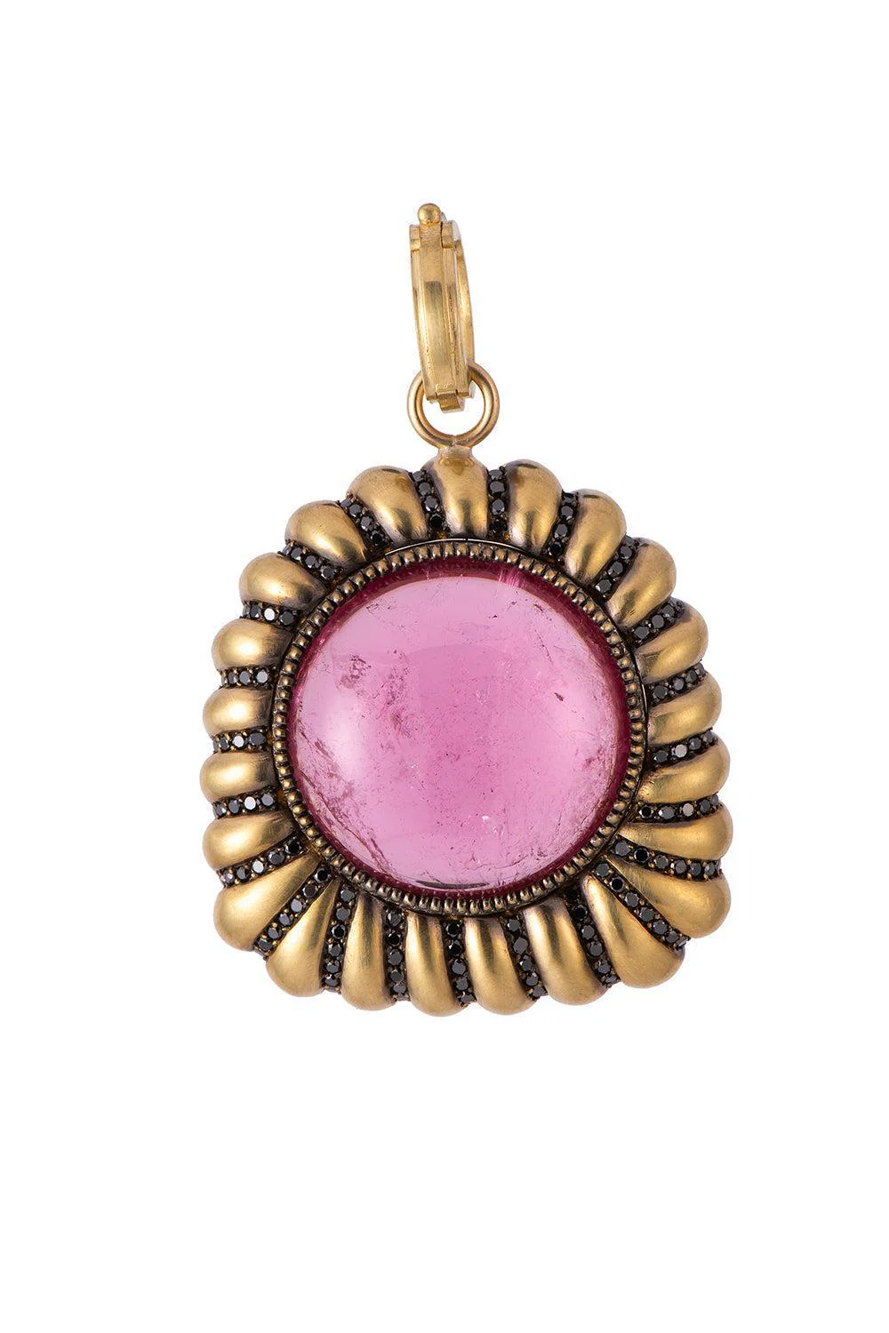 Pink Tourmaline Black Diamond Pendant