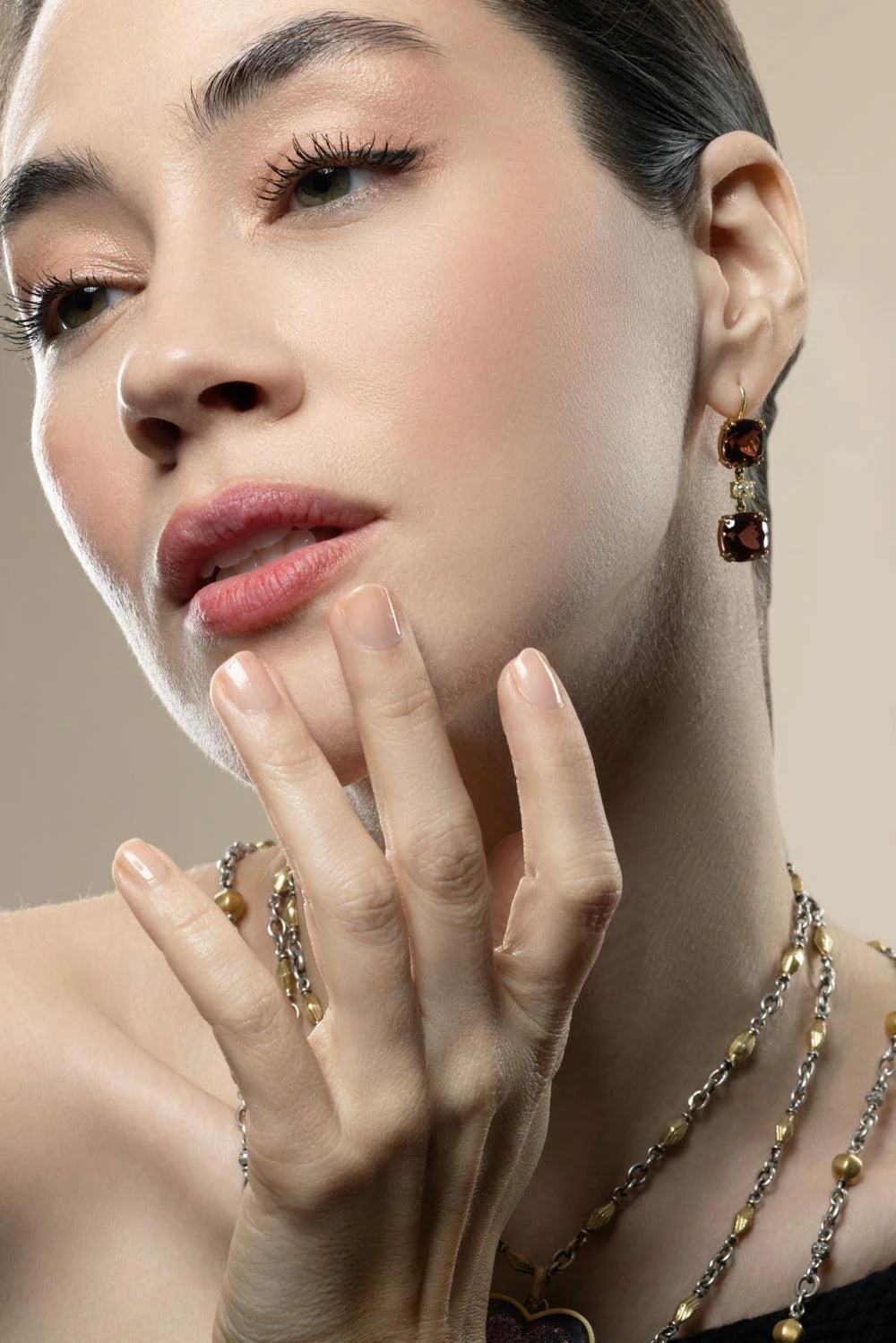 Pink Tourmaline Diamond Old Cut Drop Earrings - Image 2