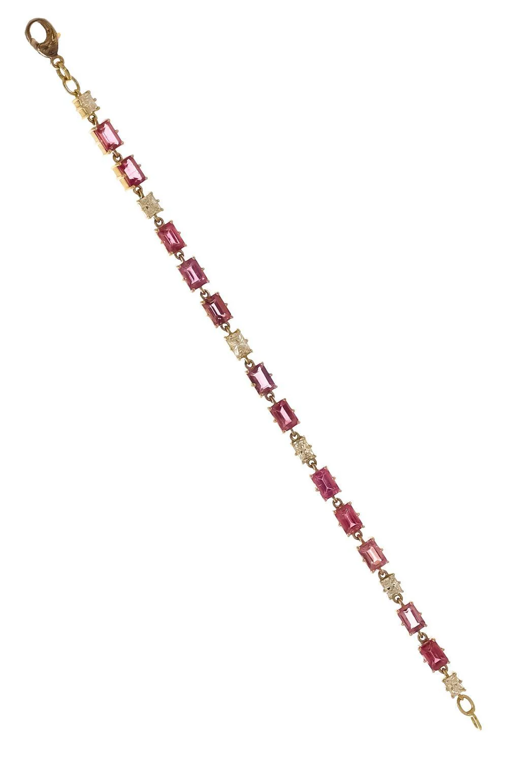 Pink Tourmaline Diamond Tennis Bracelet