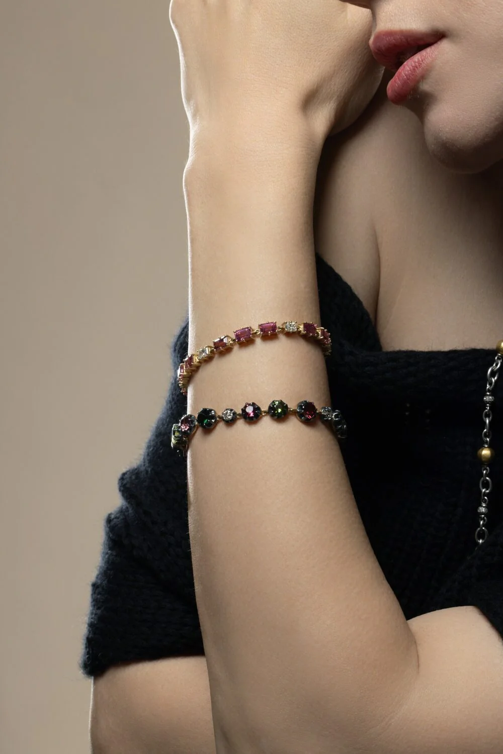 Pink Tourmaline Diamond Tennis Bracelet - Image 2