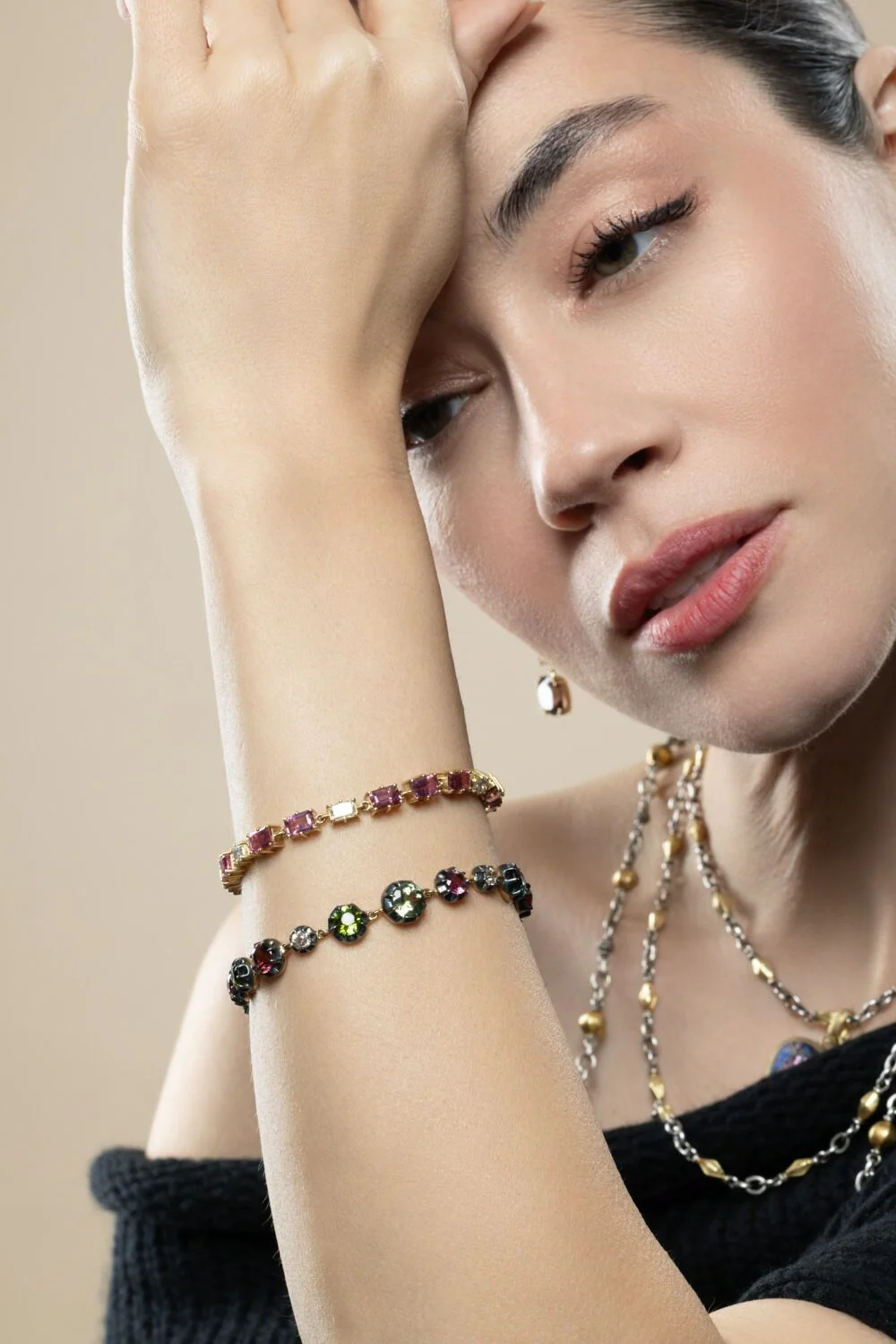 Pink Tourmaline Diamond Tennis Bracelet - Image 3