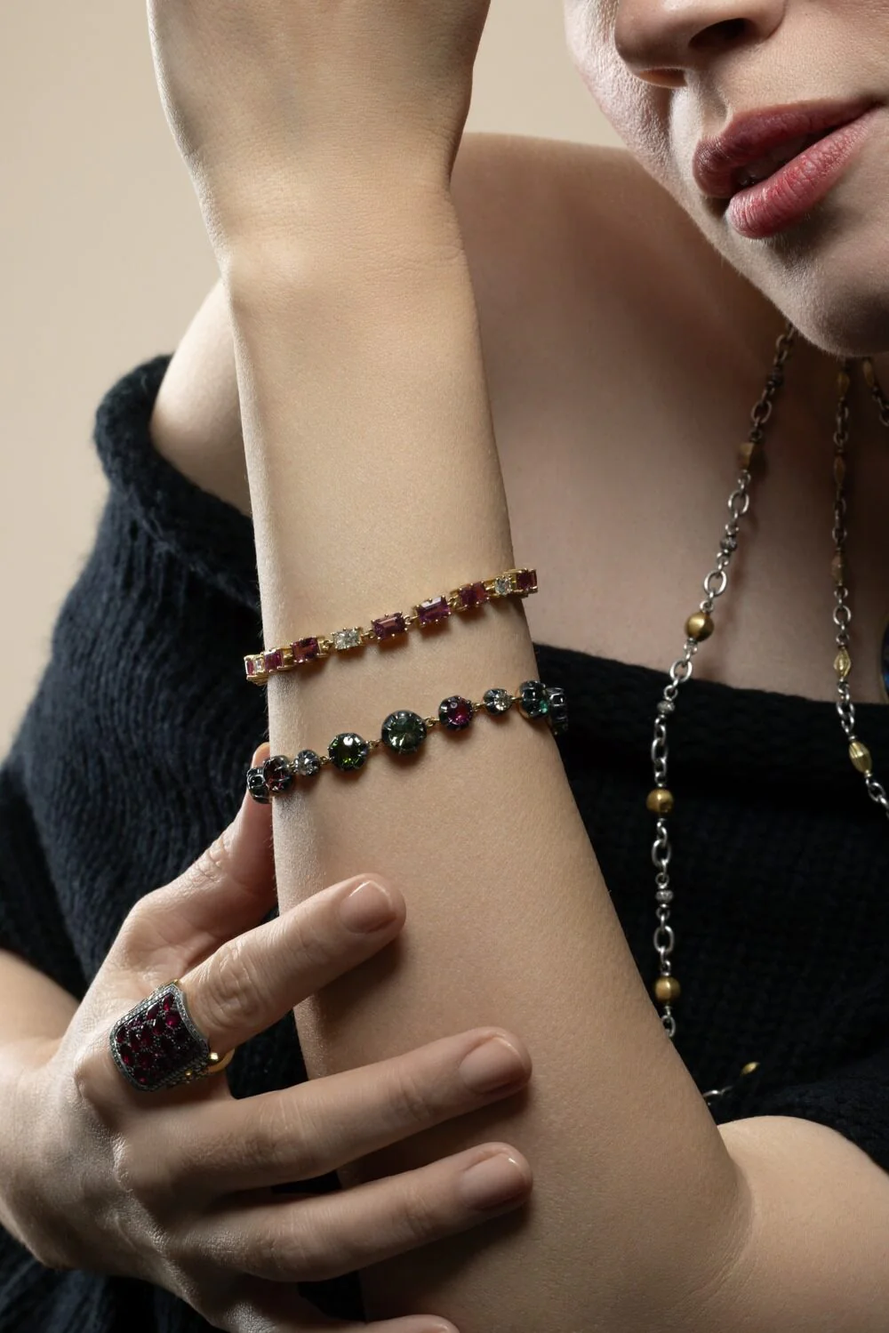 Pink Tourmaline Diamond Tennis Bracelet - Image 4