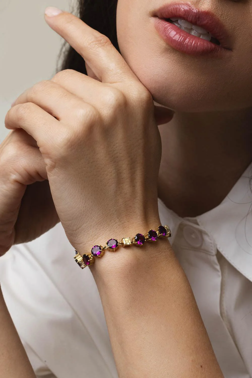 Purple Rhodolite Asher Diamond Tennis Bracelet - Image 5