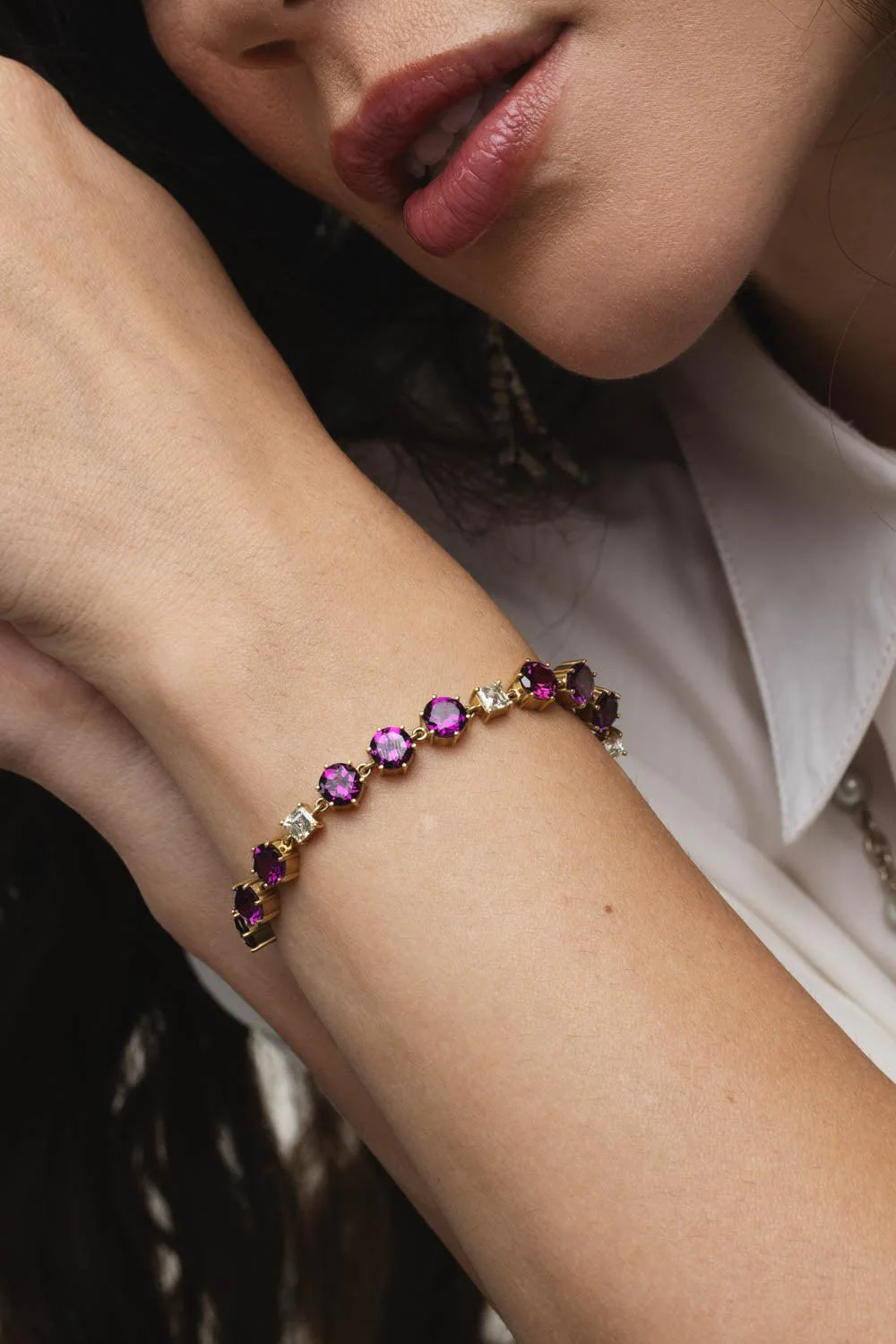 Purple Rhodolite Asher Diamond Tennis Bracelet - Image 7