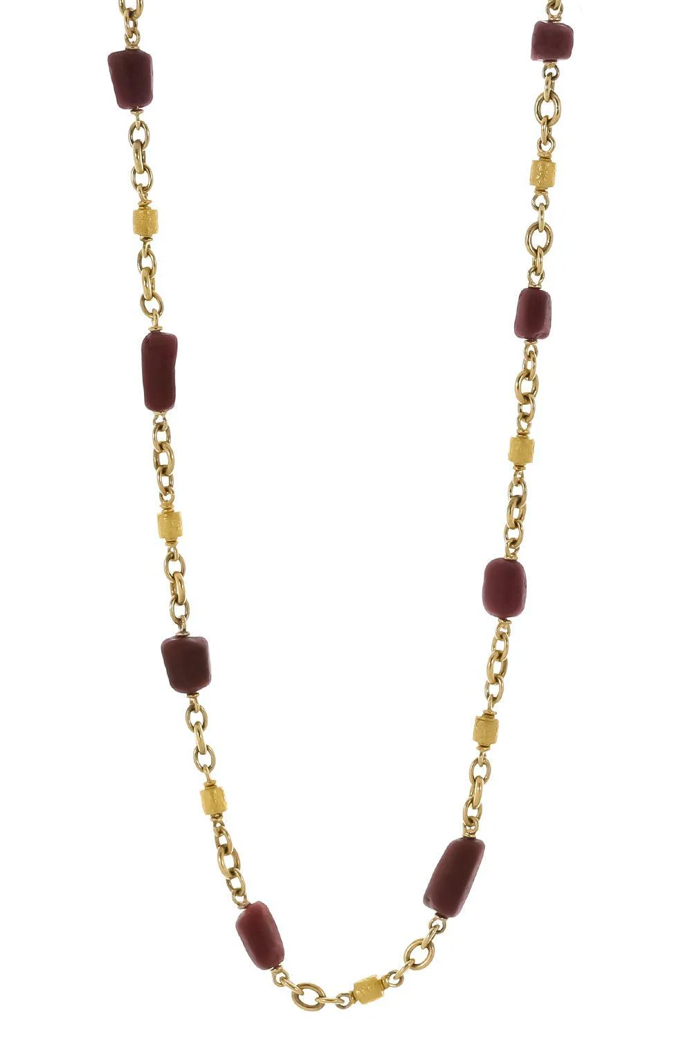 Ruby Bead Nugget Necklace