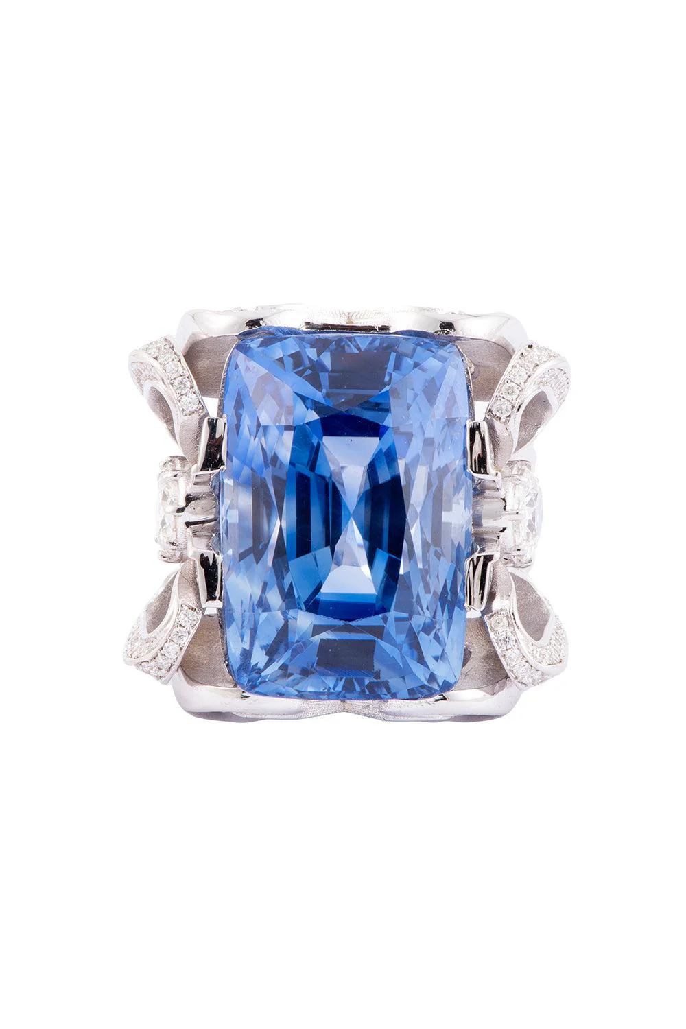 Sapphire Diamond Cushion Ring