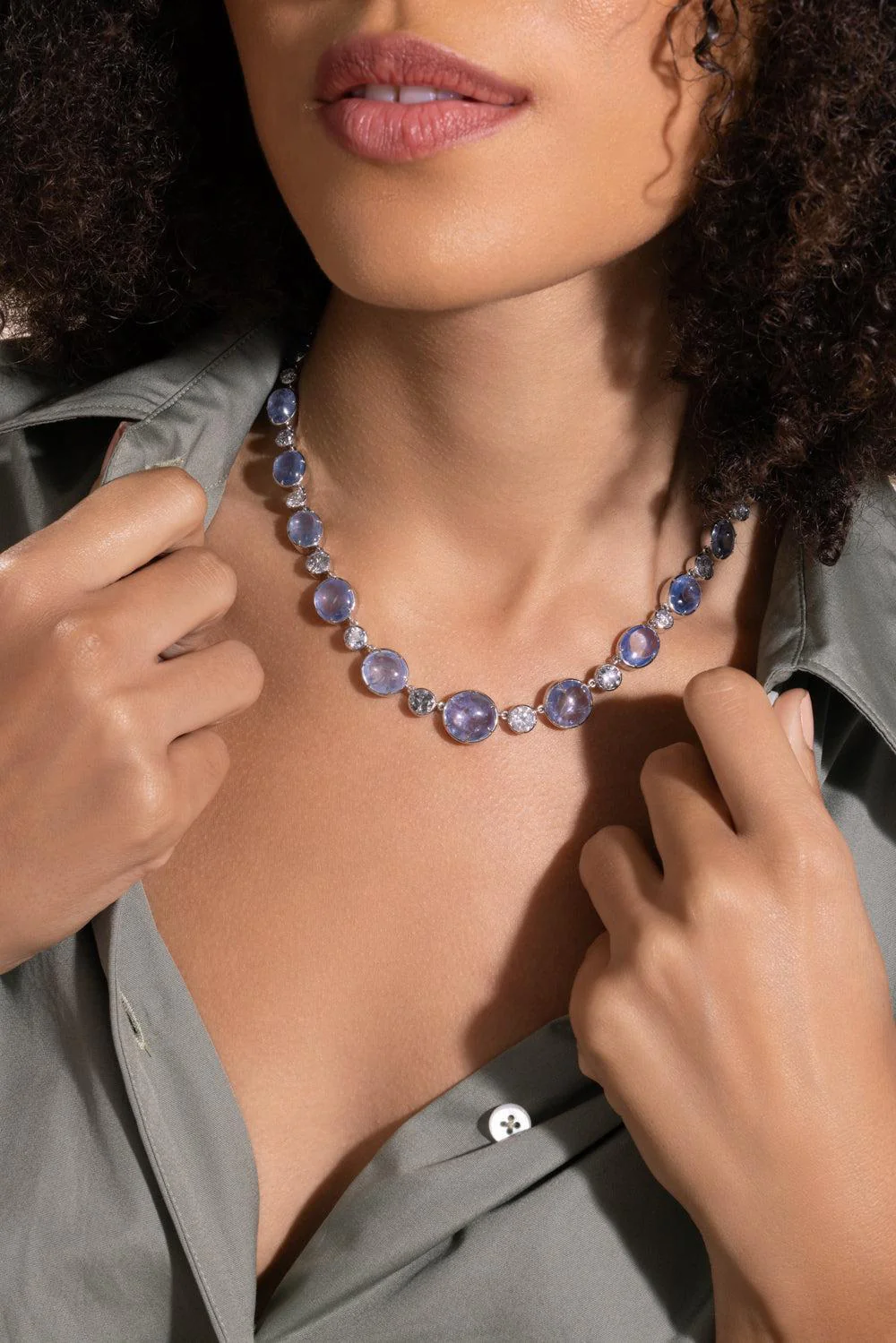 Sapphire Grey Diamond Necklace - Image 4
